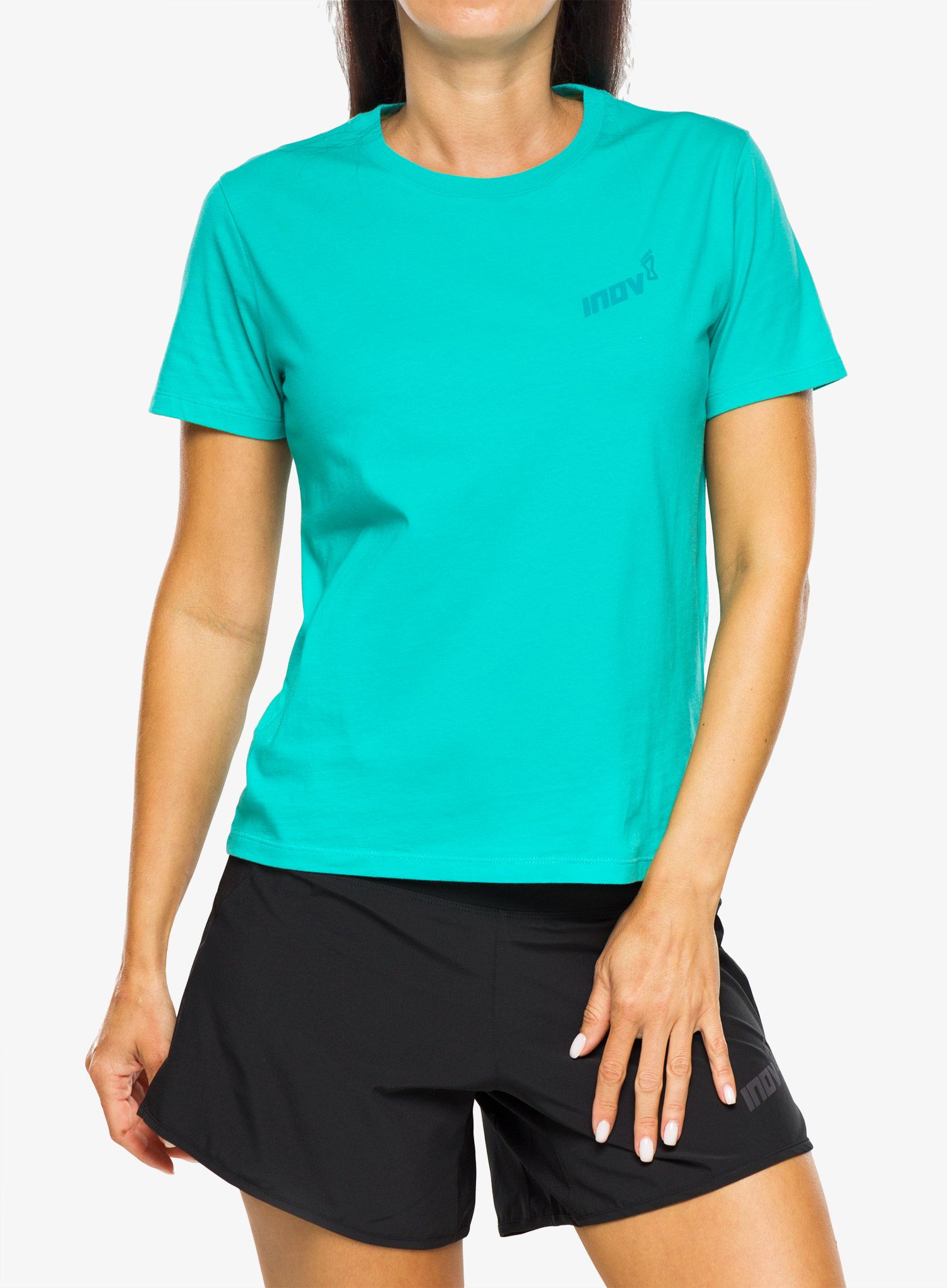 Ženska majica s potiskom Inov-8 Graphic Tee SS Footprints - teal