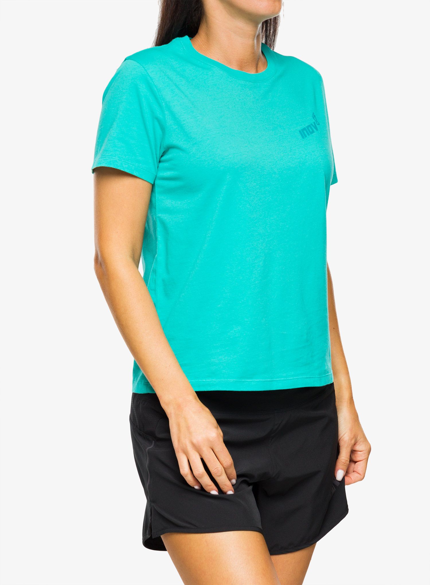 Ženska majica s potiskom Inov-8 Graphic Tee SS Footprints - teal