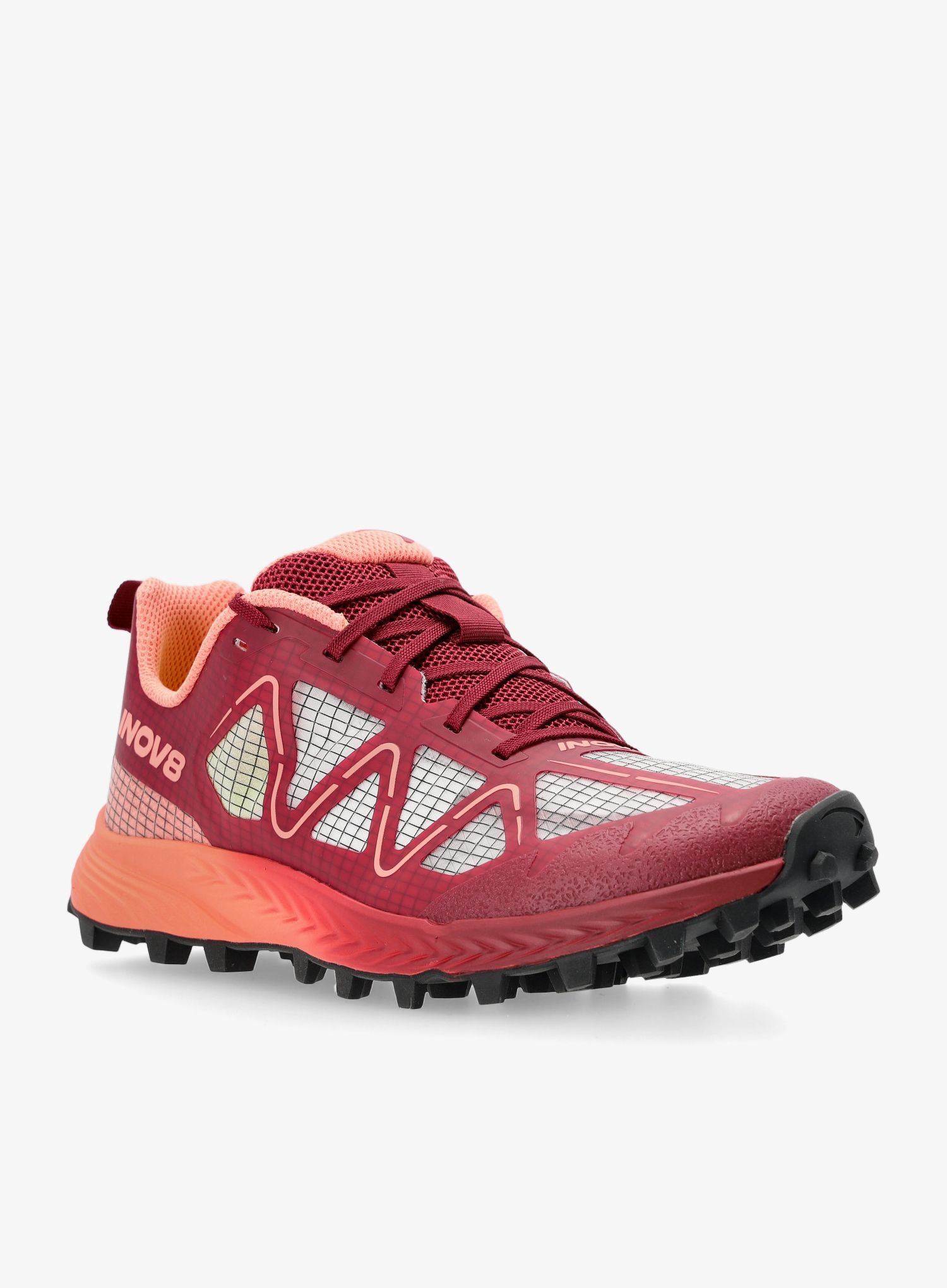 Ženski tekaški čevlji Inov-8 MudTalon Speed Precision - burgundy/coral