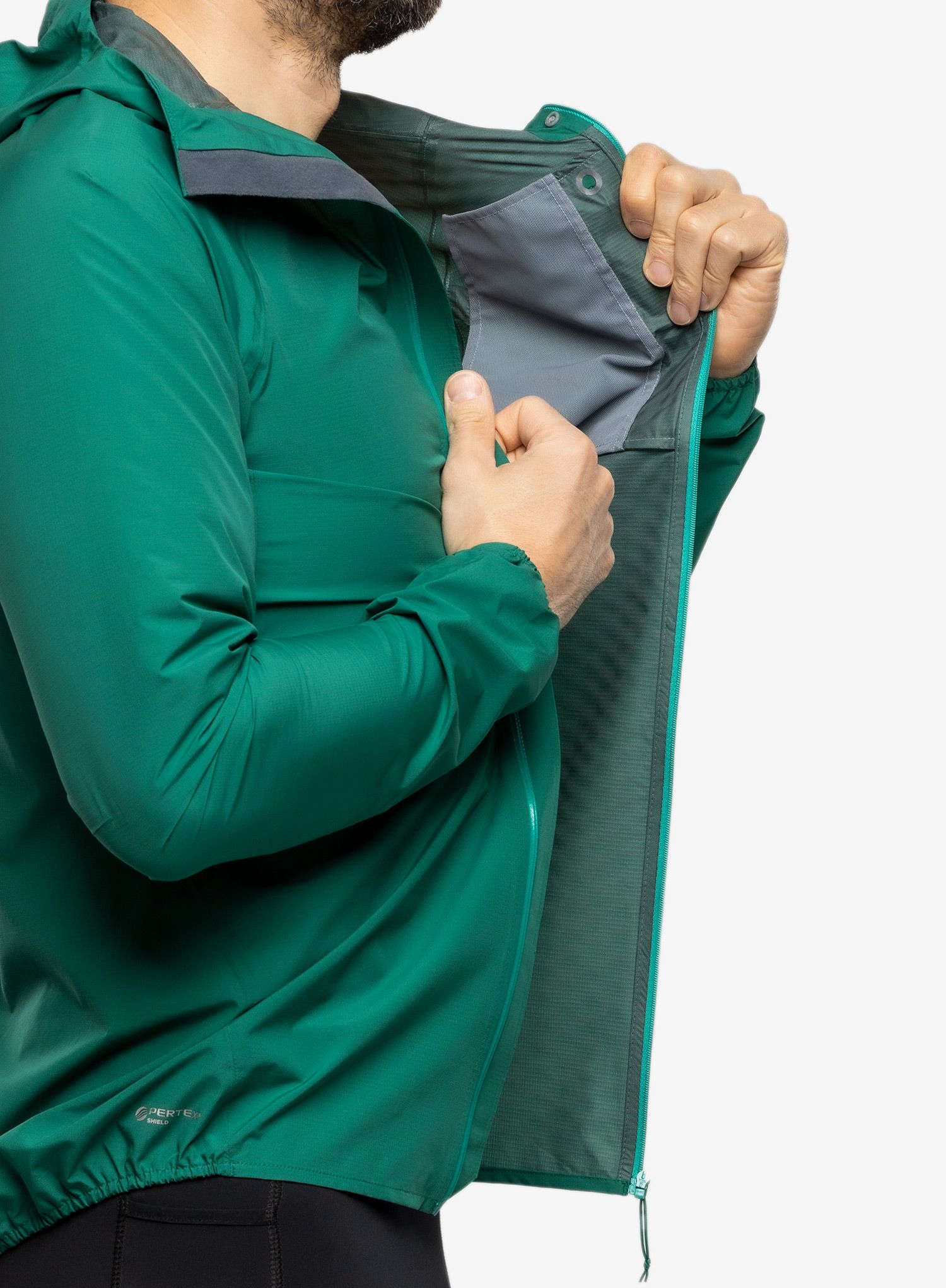 Moška tekaška jakna Inov-8 Stormshell FZ V2 - dark green