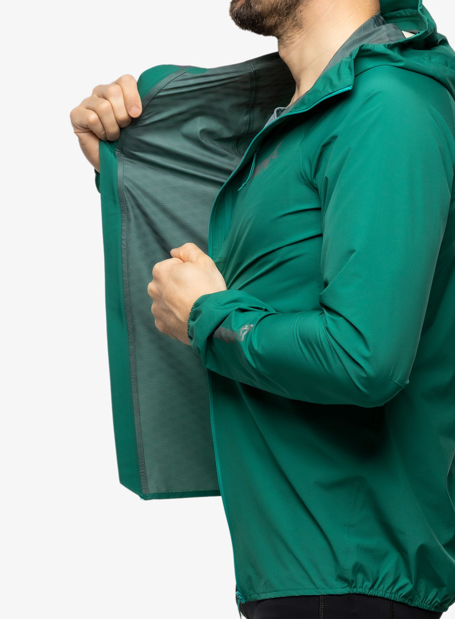 Moška tekaška jakna Inov-8 Stormshell FZ V2 - dark green