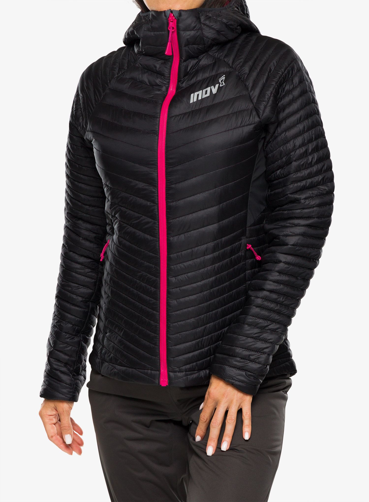 Ženska jakna za tek Inov-8 Thermoshell Pro FZ - black/pink