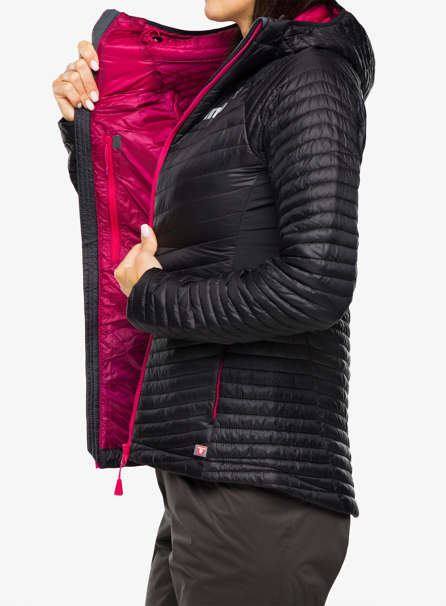 Ženska jakna za tek Inov-8 Thermoshell Pro FZ - black/pink