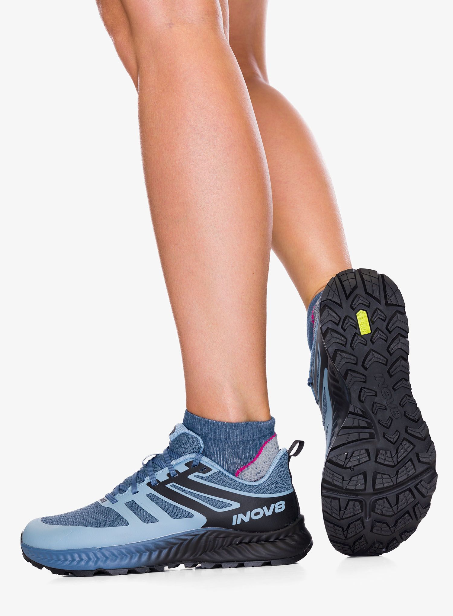 Ženski tekaški čevlji Inov-8 TrailFly Standard - blue grey/black/slate