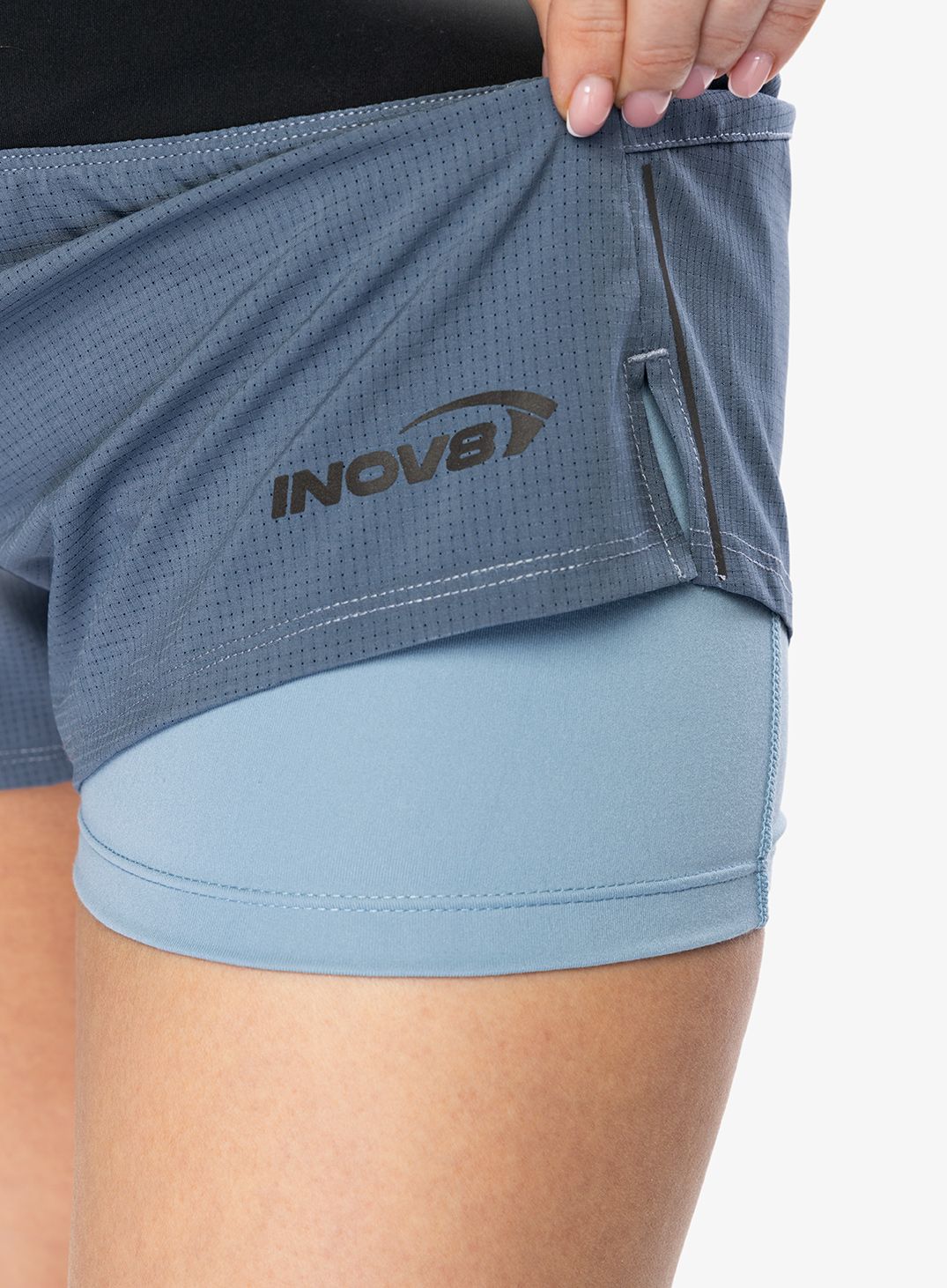 Ženske tekaške kratke hlače Inov-8 Trailfly Ultra 3 2in1 Short - slate/blue grey