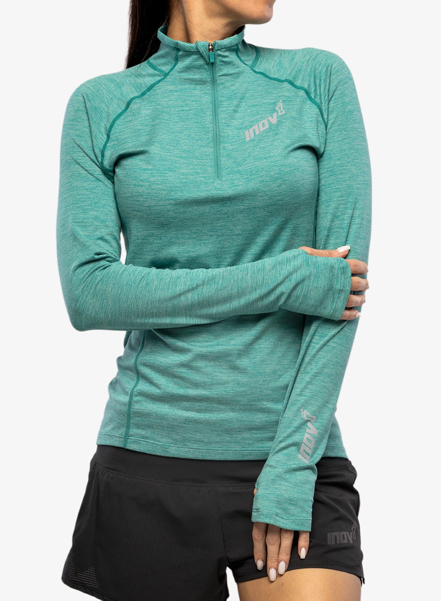 Ženska tekaška jopica Inov-8 Train Elite Mid Half-Zip - dark teal