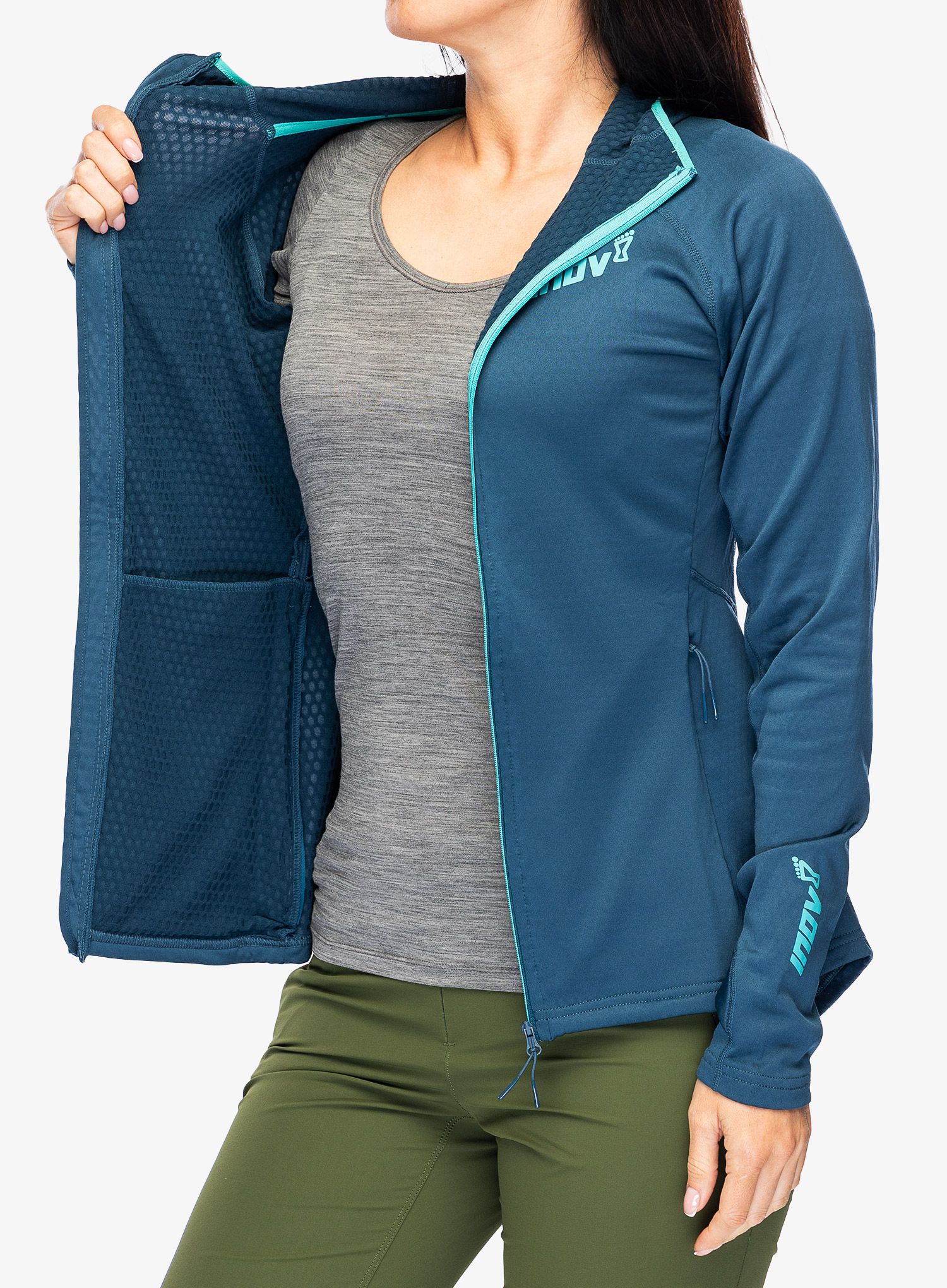 Ženski flis Inov-8 Venturelite Mid Hoodie FZ - navy