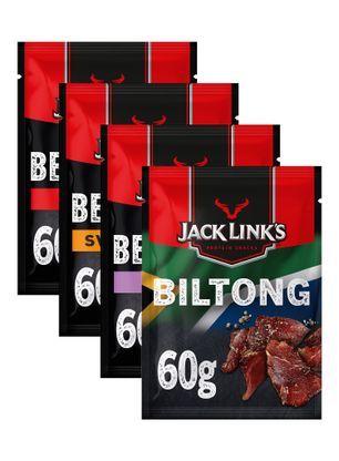 Komplet Jack Link's 4-Pack Beef Jerky 3 x 60 g + Biltong 1 x 60 g