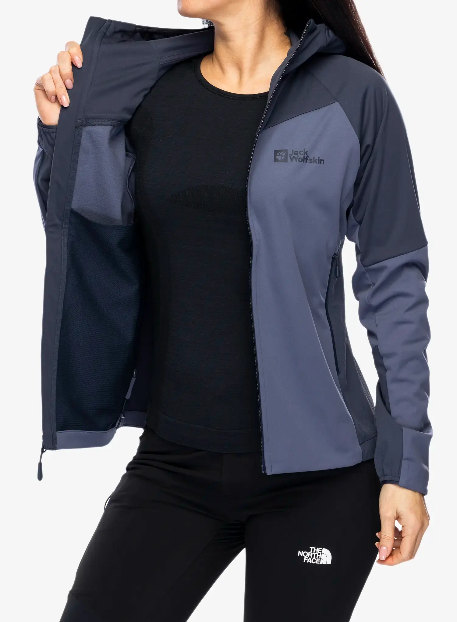 Ženska softshell jakna Jack Wolfskin Brisstal Hoody - dolphin