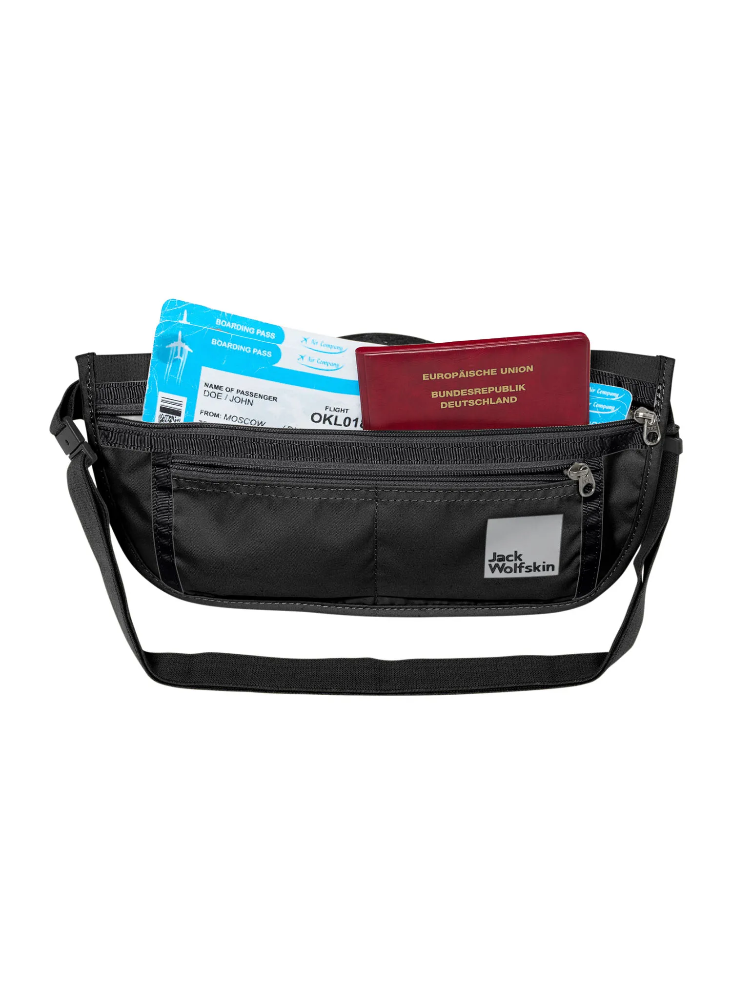 Torbica za okoli pasu Jack Wolfskin Document Belt De Luxe - black