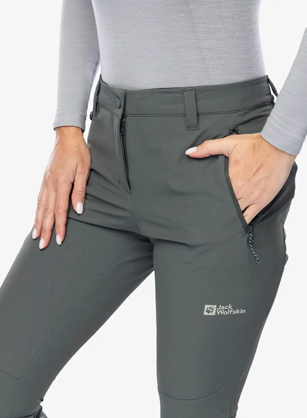 Ženske softshell hlače Jack Wolfskin Holdsteig Pants - slate green