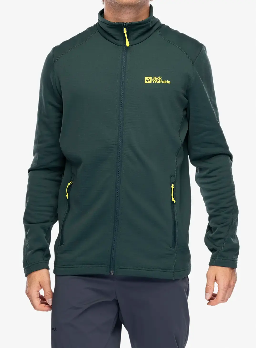 Jopica na zadrgo Jack Wolfskin Kolbenberg FZ - black olive/firefly