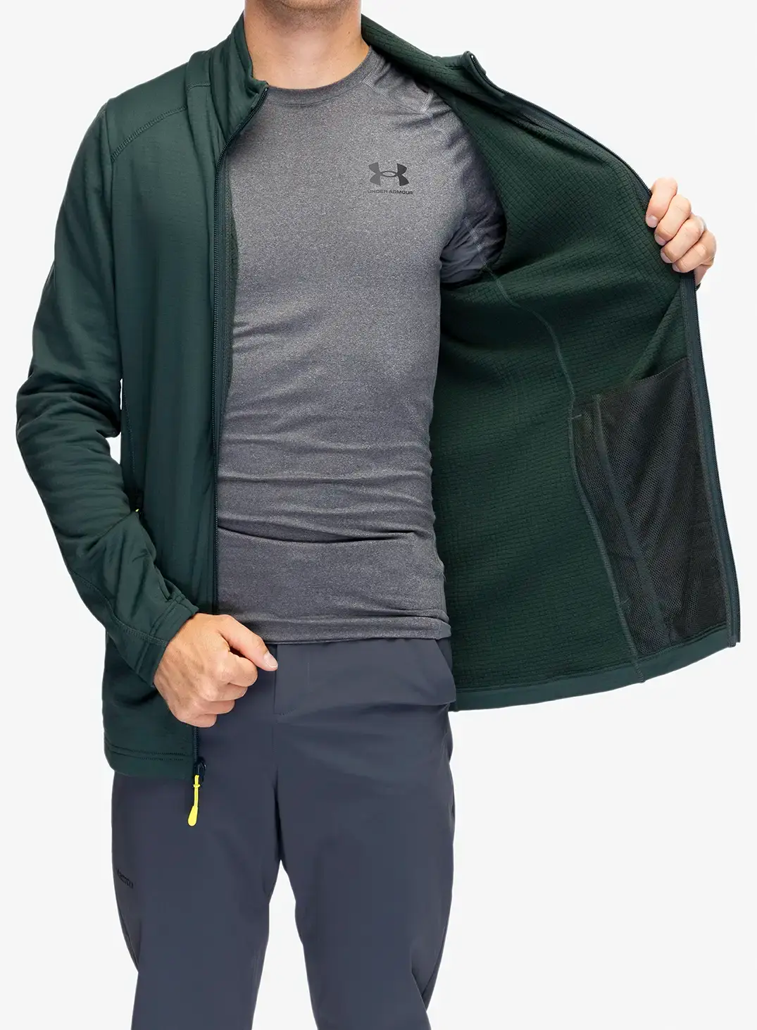 Jopica na zadrgo Jack Wolfskin Kolbenberg FZ - black olive/firefly