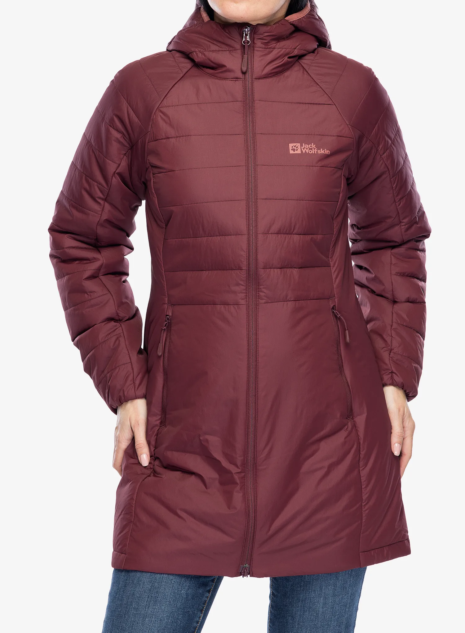 Ženski plašč Jack Wolfskin Lapawa Ins Coat - dark maroon