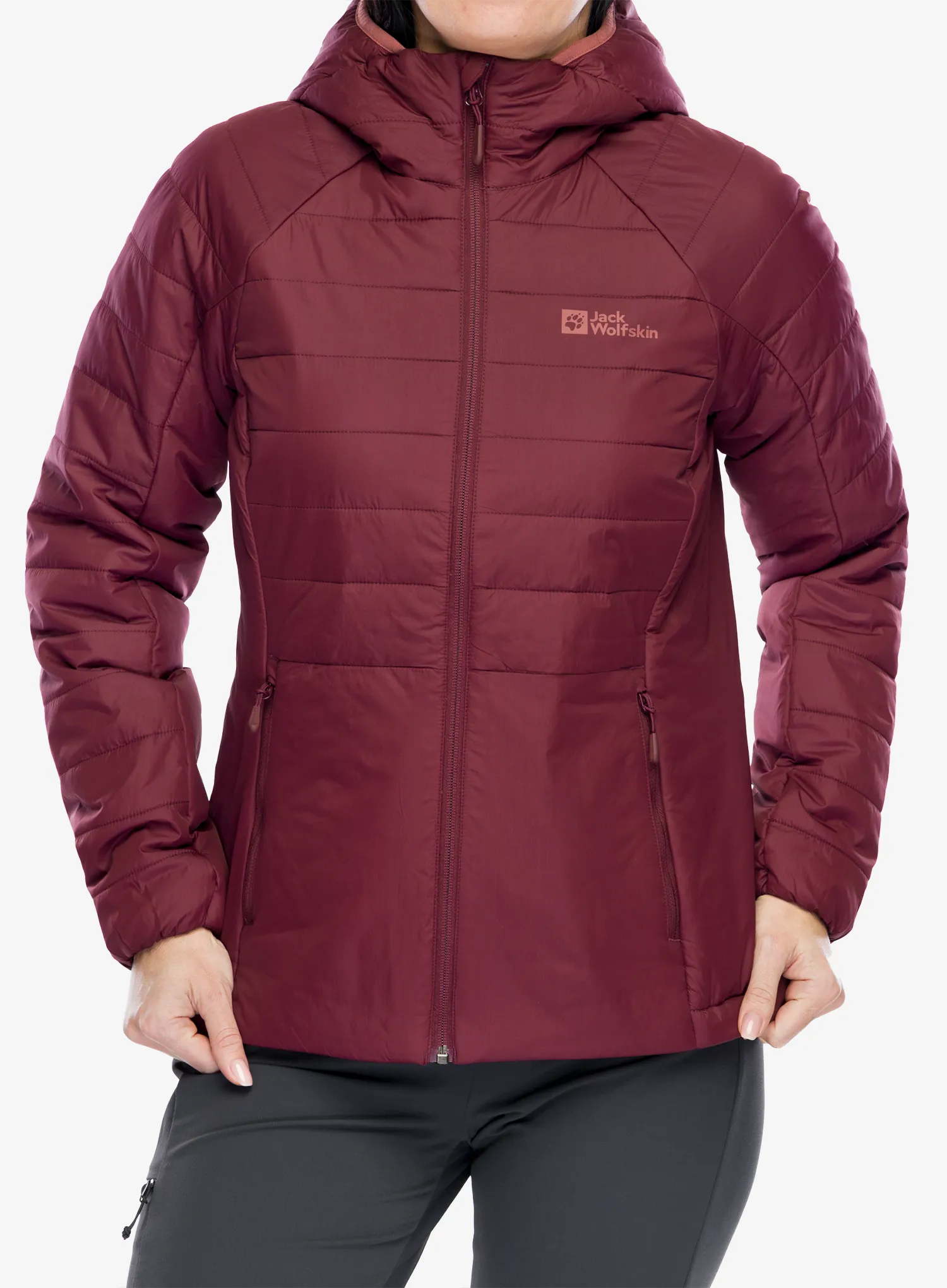 Sintetična jakna Jack Wolfskin Lapawa Ins Hoody - dark maroon