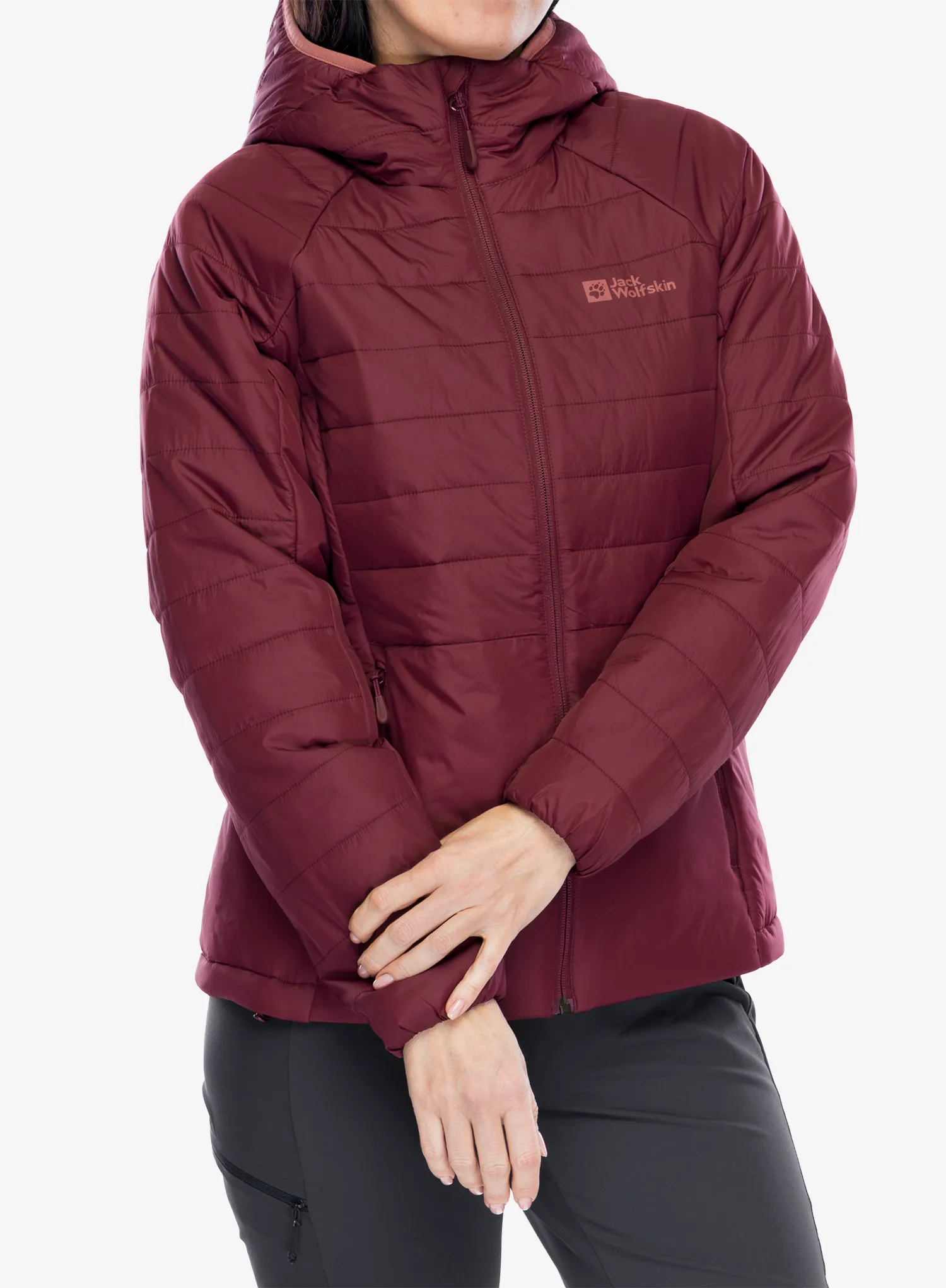 Sintetična jakna Jack Wolfskin Lapawa Ins Hoody - dark maroon