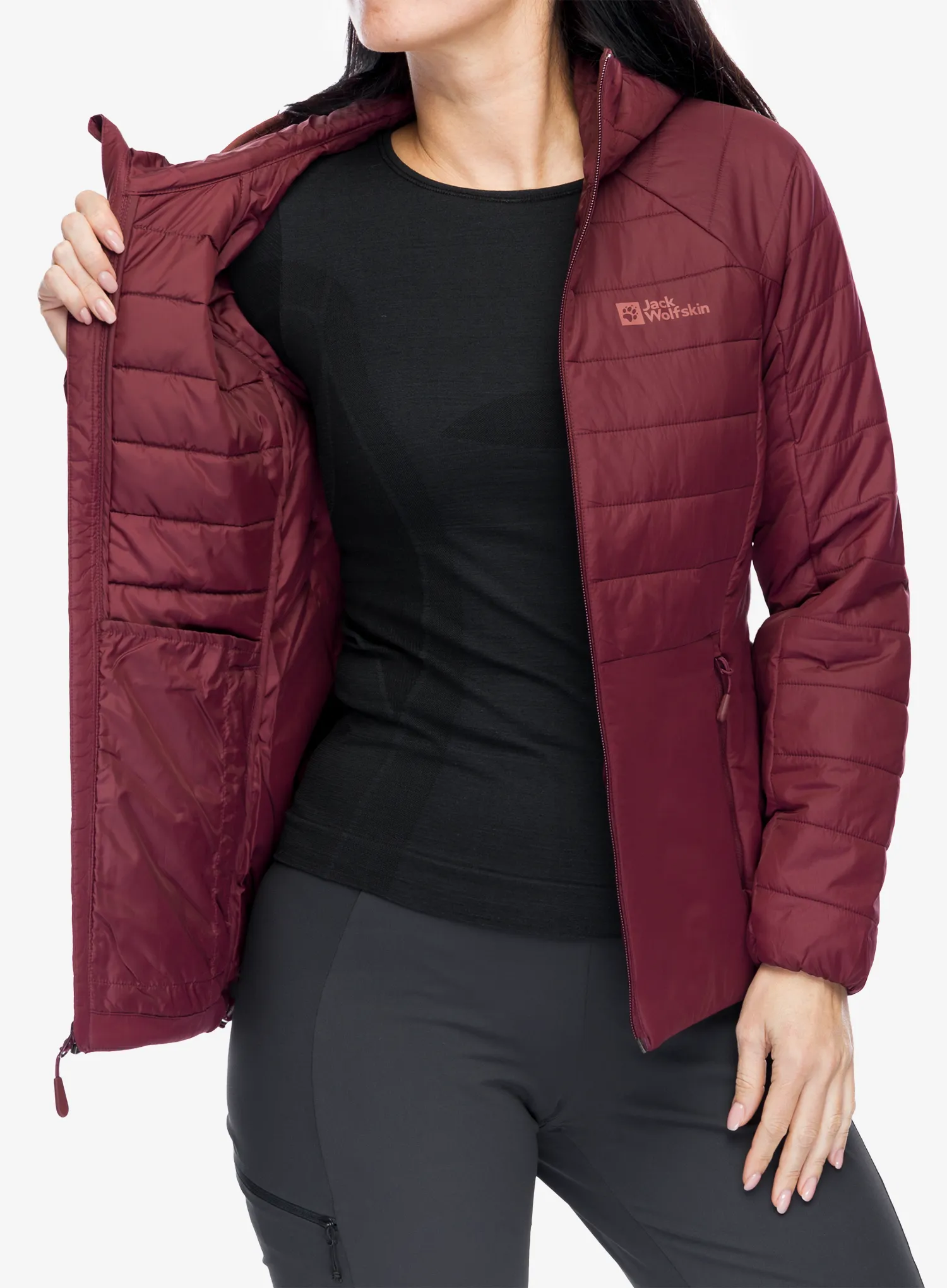 Sintetična jakna Jack Wolfskin Lapawa Ins Hoody - dark maroon
