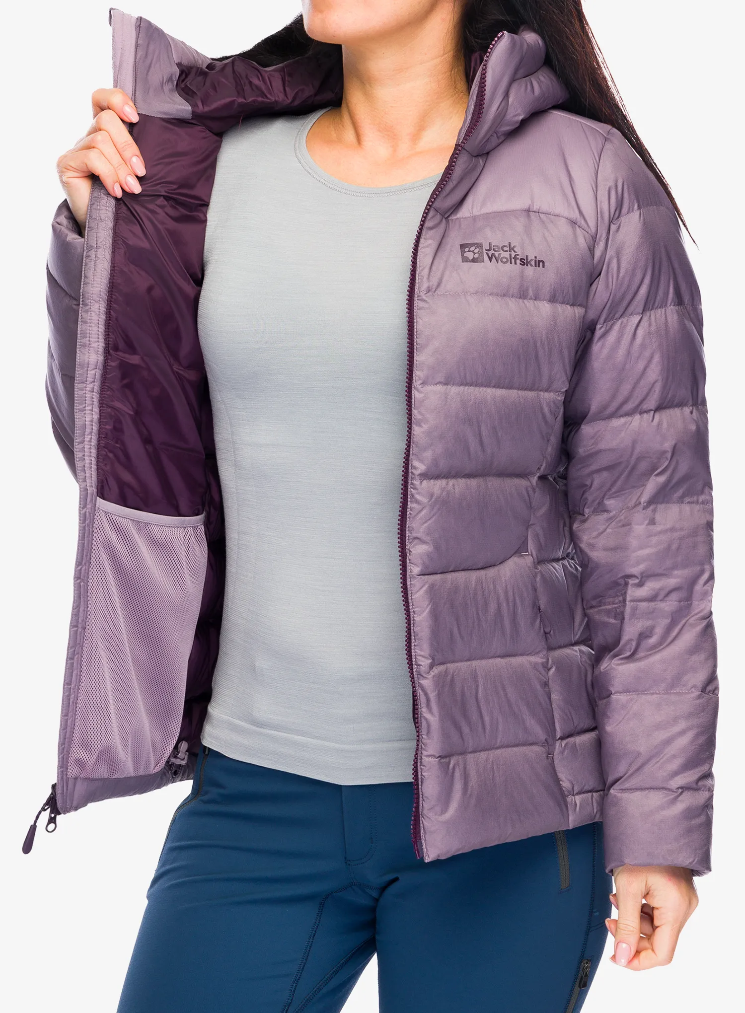 Ženska puhovka Jack Wolfskin Nebelhorn Down Hoody - wild blossom