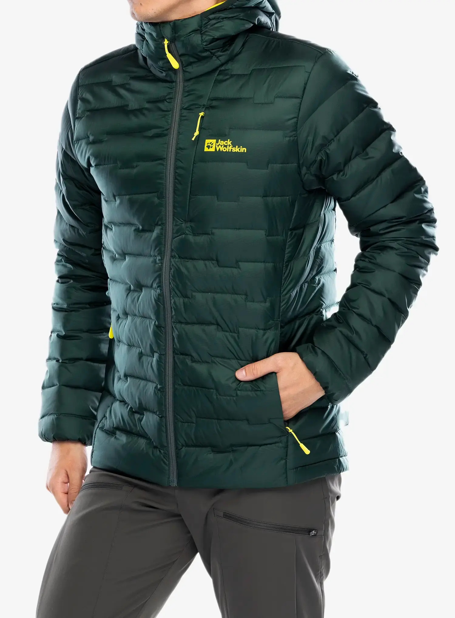 Puhovka Jack Wolfskin Passamani Down Hoody - black olive
