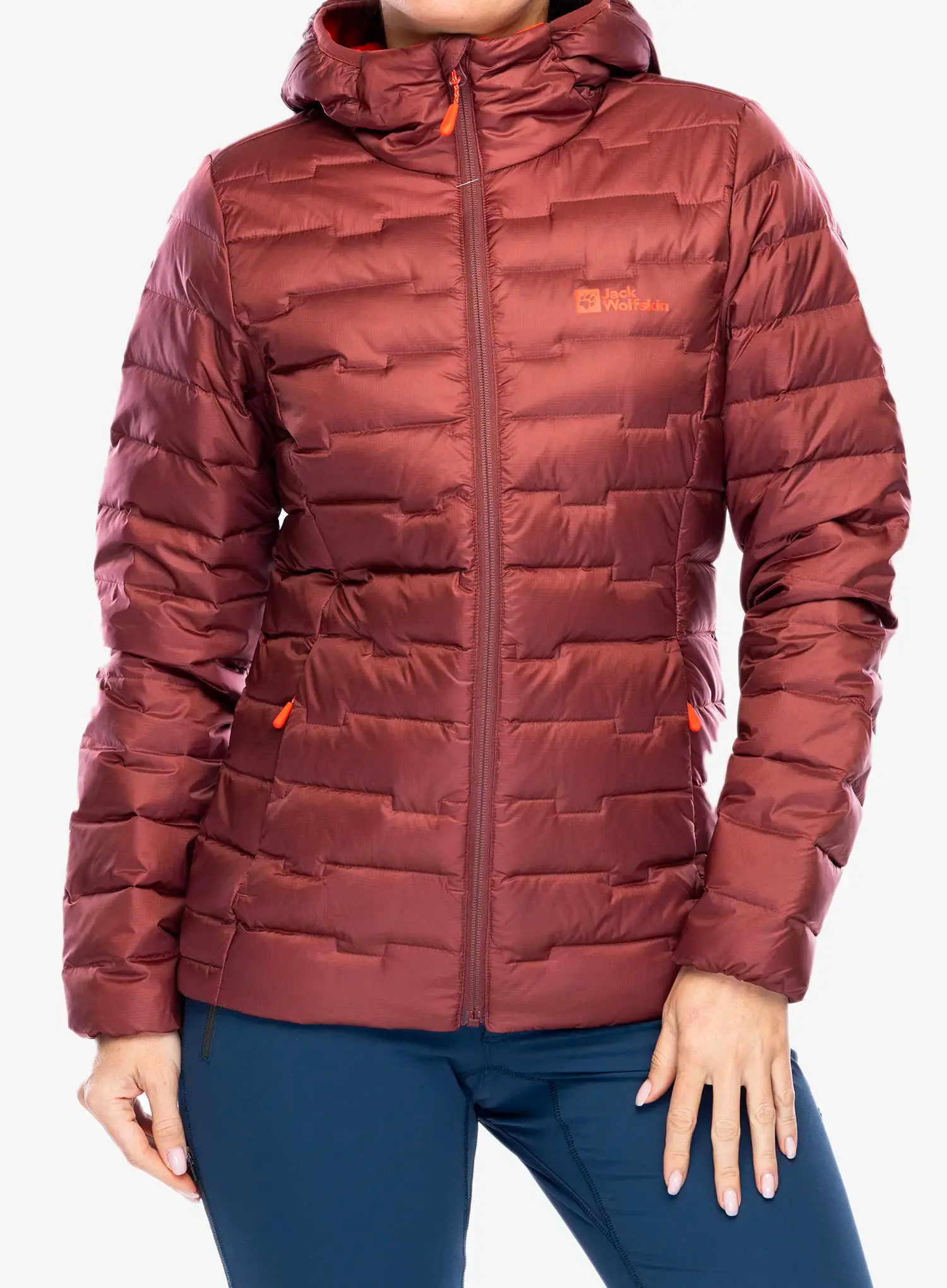 Ženska puhovka Jack Wolfskin Passamani Down Hoody - red ochre