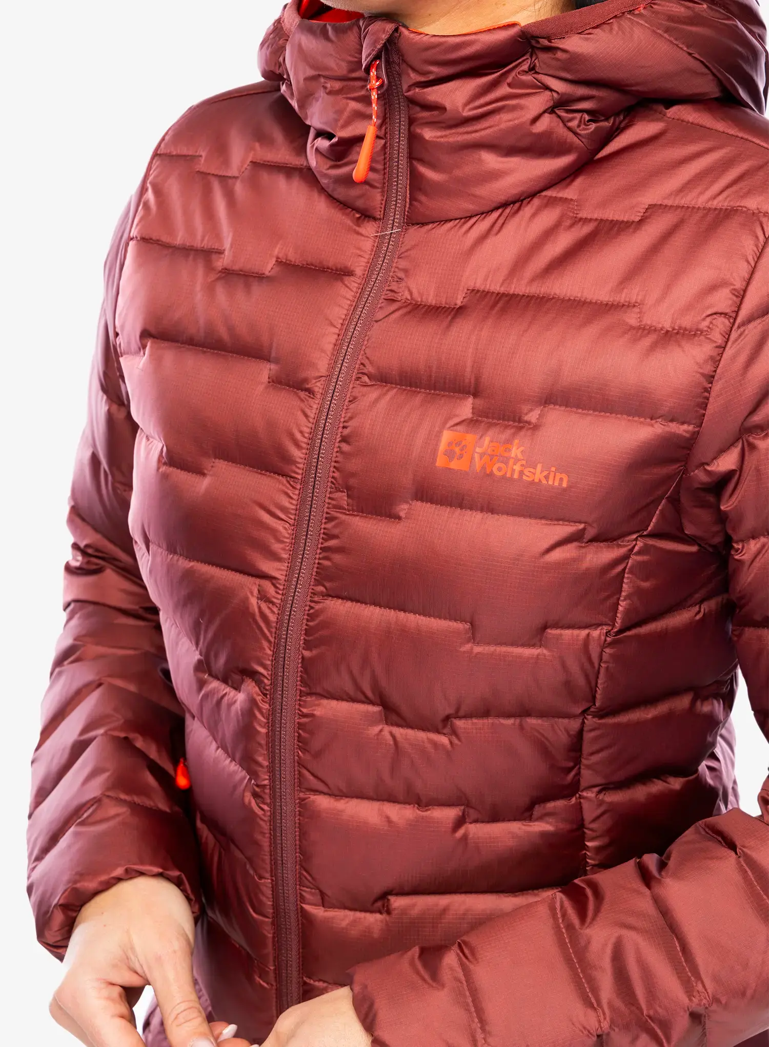 Ženska puhovka Jack Wolfskin Passamani Down Hoody - red ochre