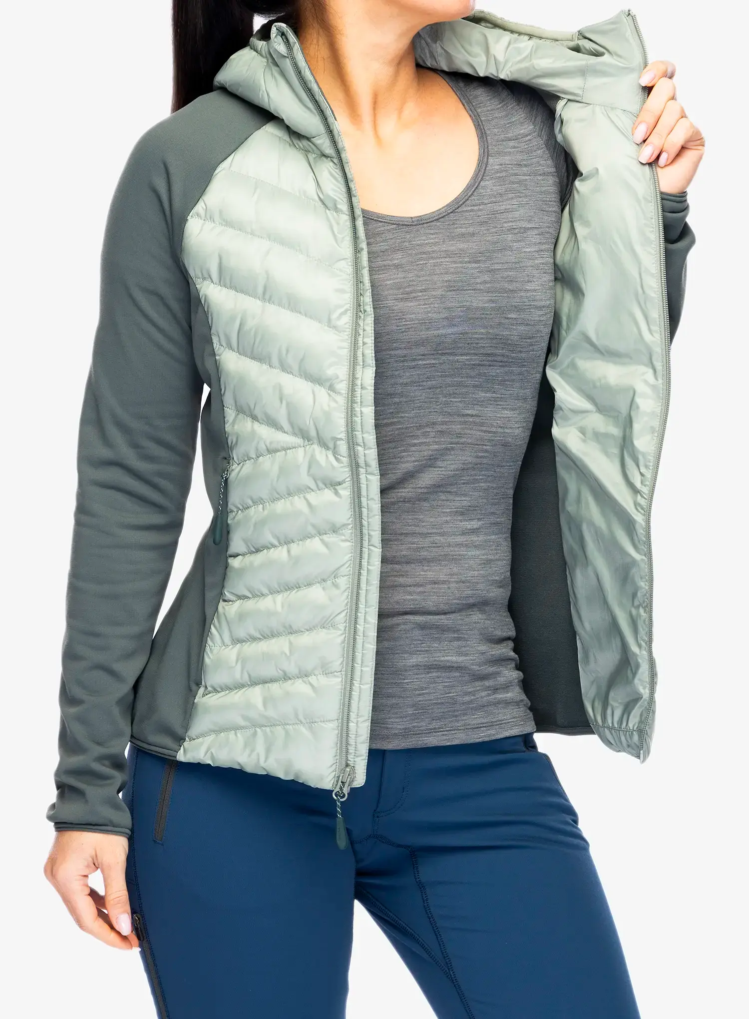Ženska hibridna jakna Jack Wolfskin Routeburn Pro Hybrid - mint leaf