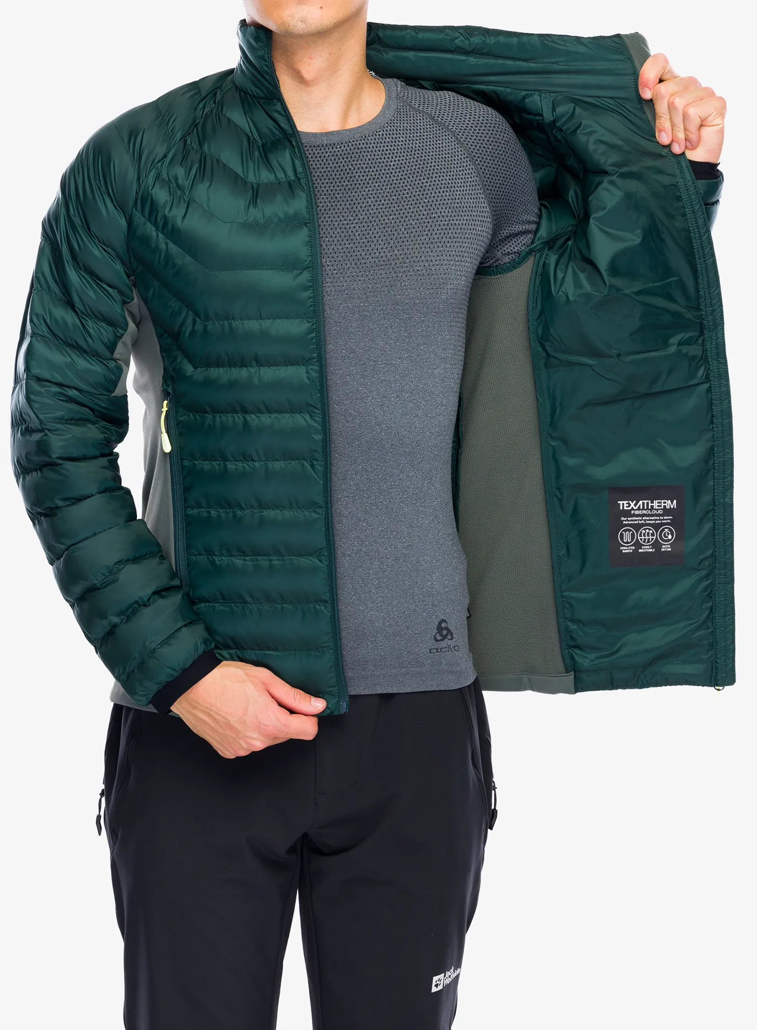 Sintetična jakna Jack Wolfskin Routeburn Pro Ins Jacket - black olive/firefly
