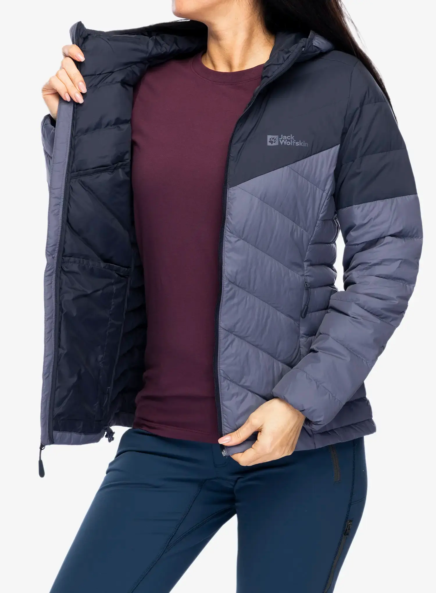 Ženska puhovka Jack Wolfskin Tundra Down Hoody - dolphin