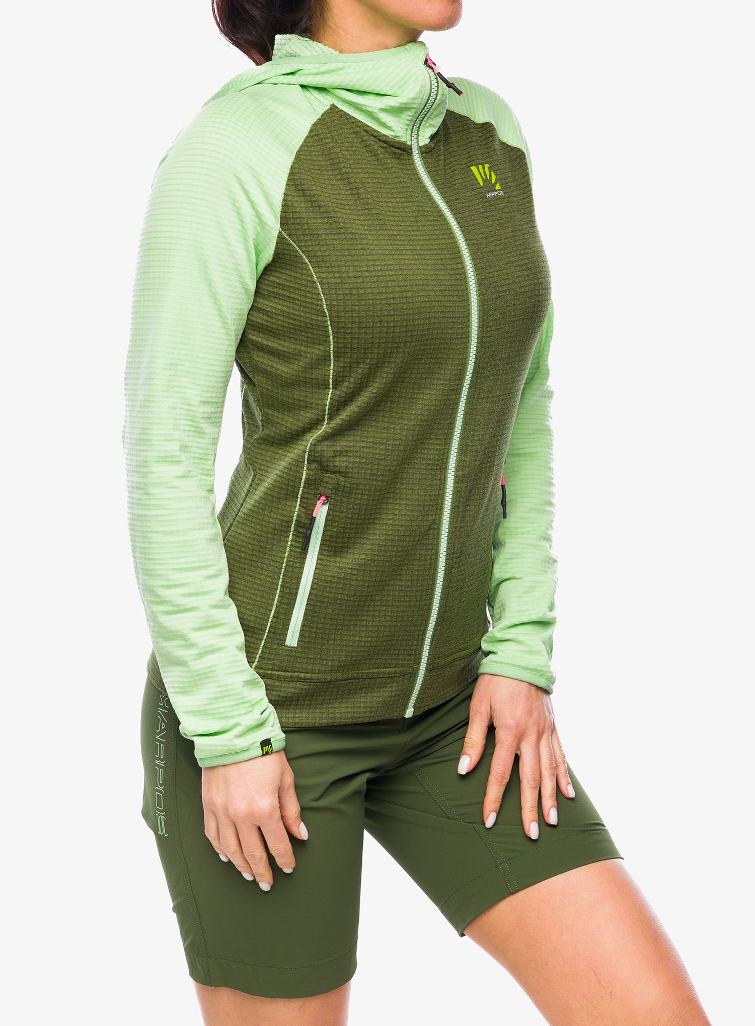Ženska jopica z zadrgo Karpos Ambrizzola Full-Zip Hoodie - arcadian/cedar green