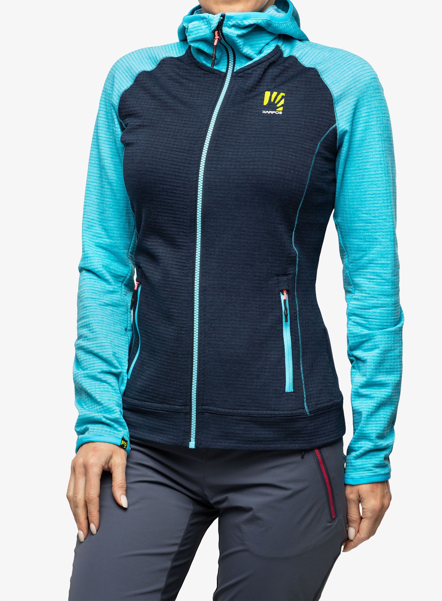 Ženska jopa s kapuco Karpos Ambrizzola Full-Zip Hoodie - sky capitan/blue atoll