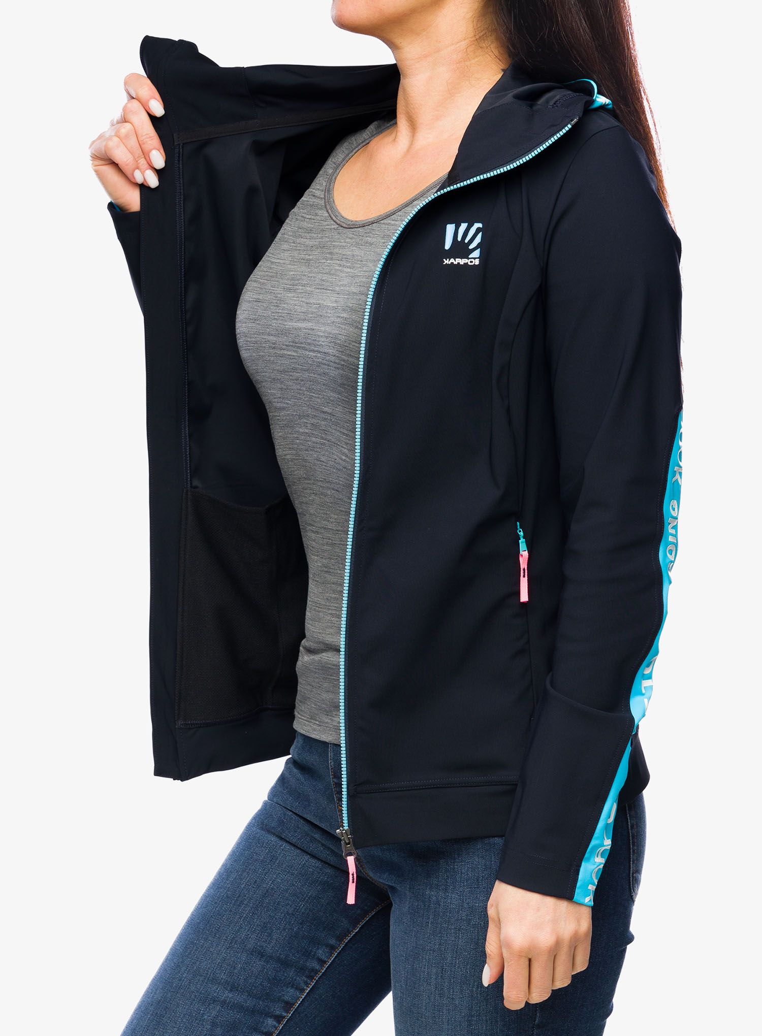 Ženska jopa s kapuco Karpos Easyfrizz Full-Zip Hoodie - sky captain/blue atoll