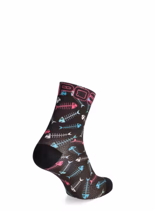 Ženske kolesarske nogavice Karpos Green Fire Socks - black/bluebird/white/pink