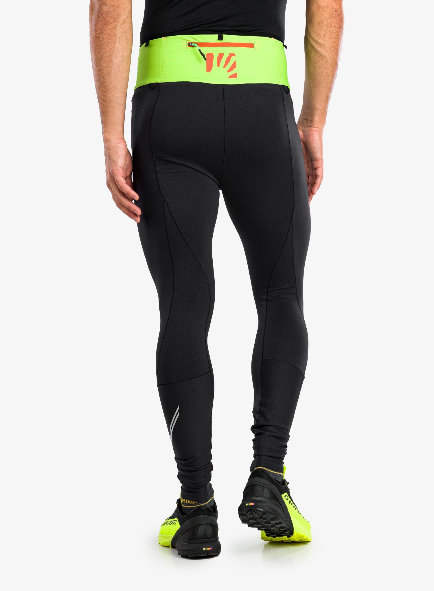Moške pajkice za tek Karpos Lavaredo Winter Tight - black/lime green/grenadine