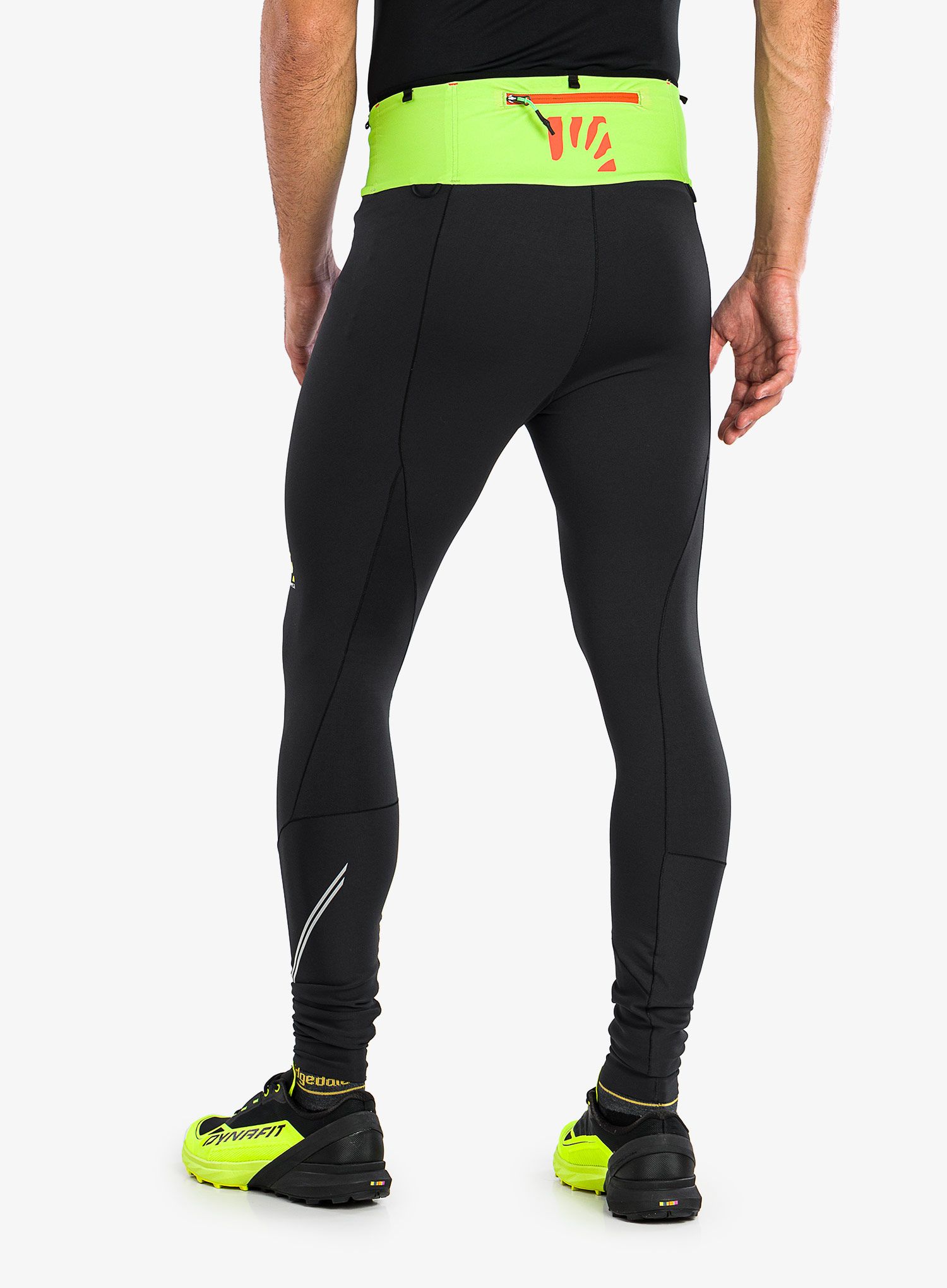 Moške pajkice za tek Karpos Lavaredo Winter Tight - black/lime green/grenadine