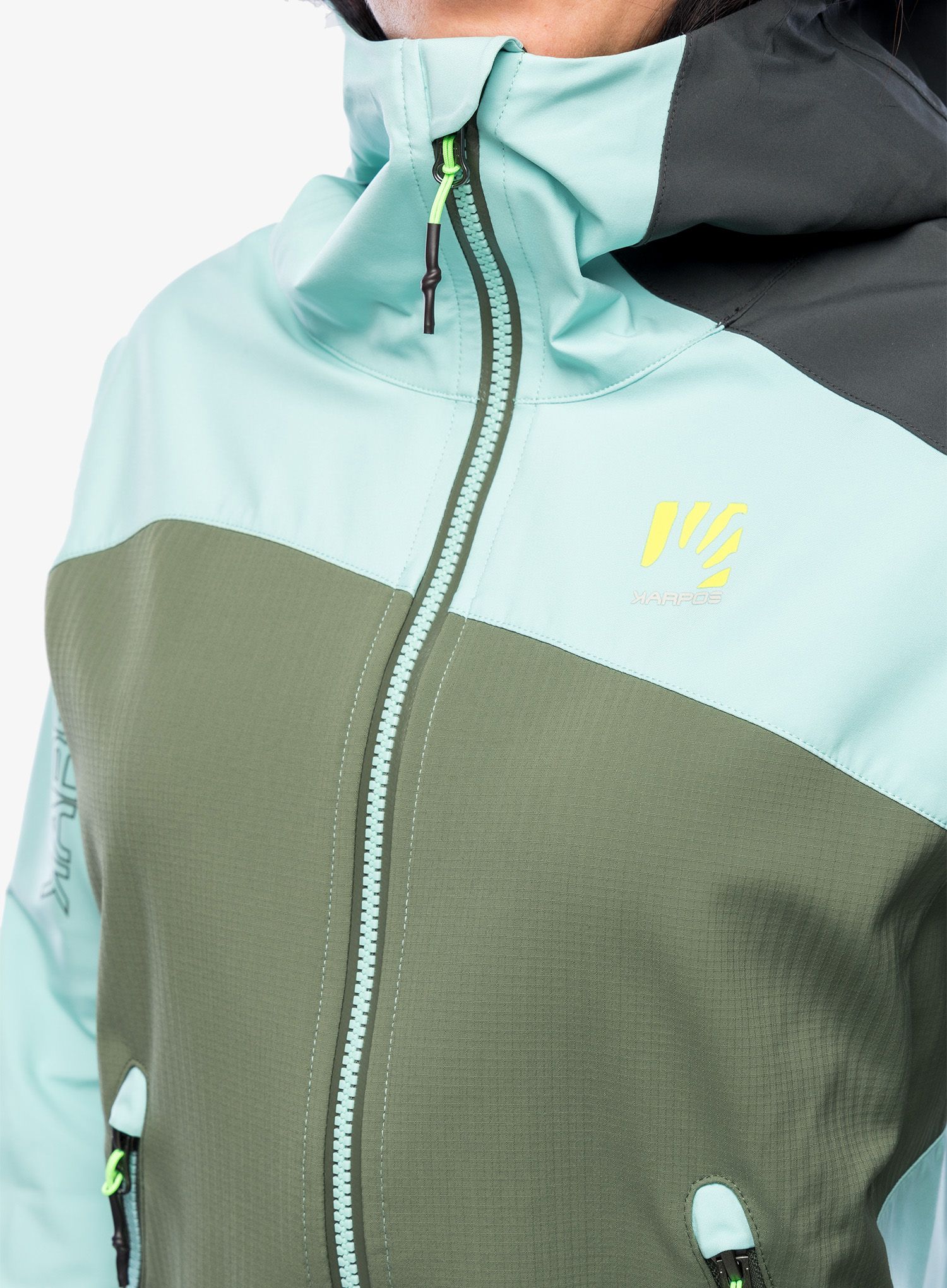 Ženska jakna za turno smučanje Karpos Marmolada Jacket - thyme/aqua sky/black sand
