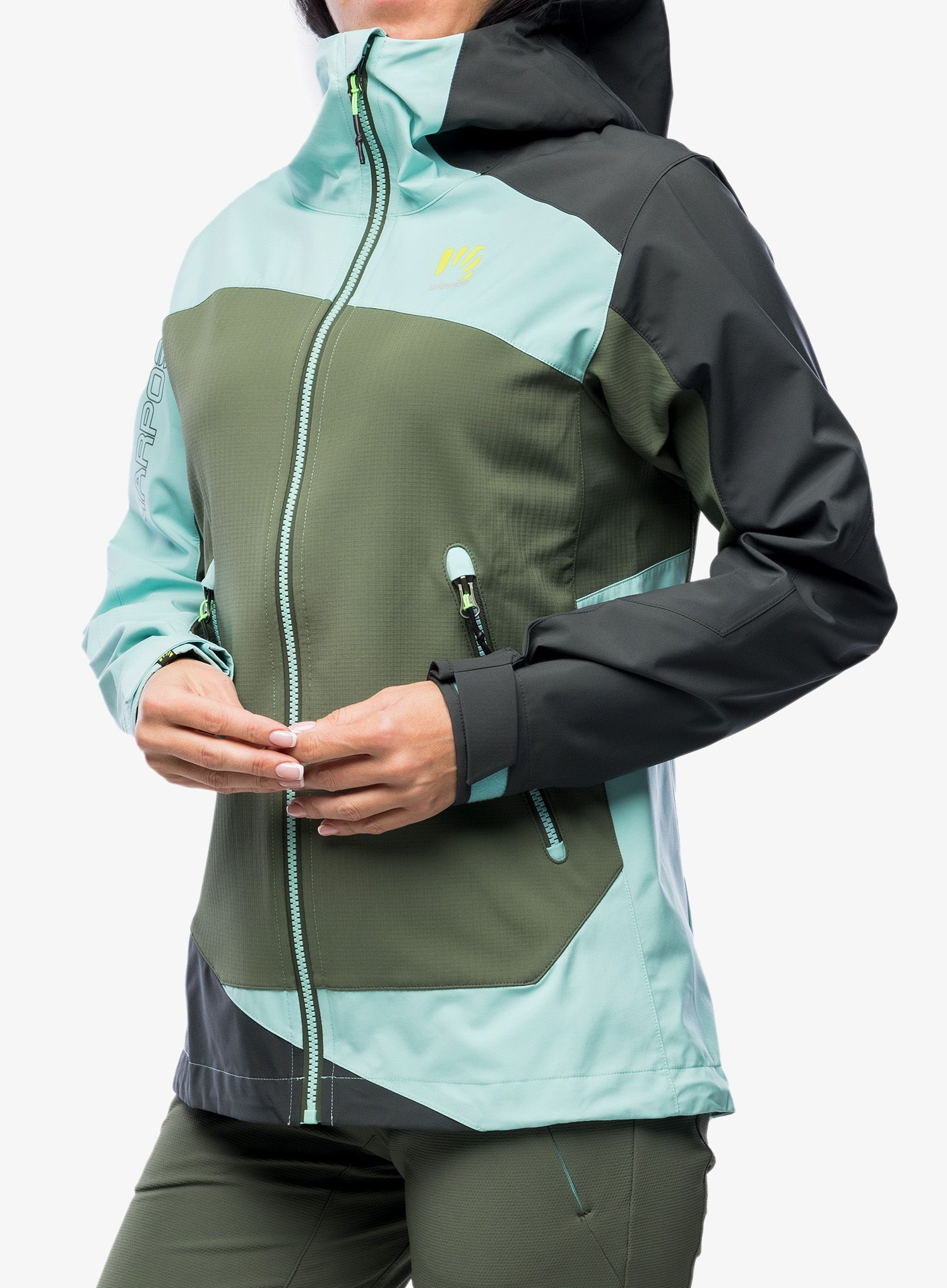 Ženska jakna za turno smučanje Karpos Marmolada Jacket - thyme/aqua sky/black sand
