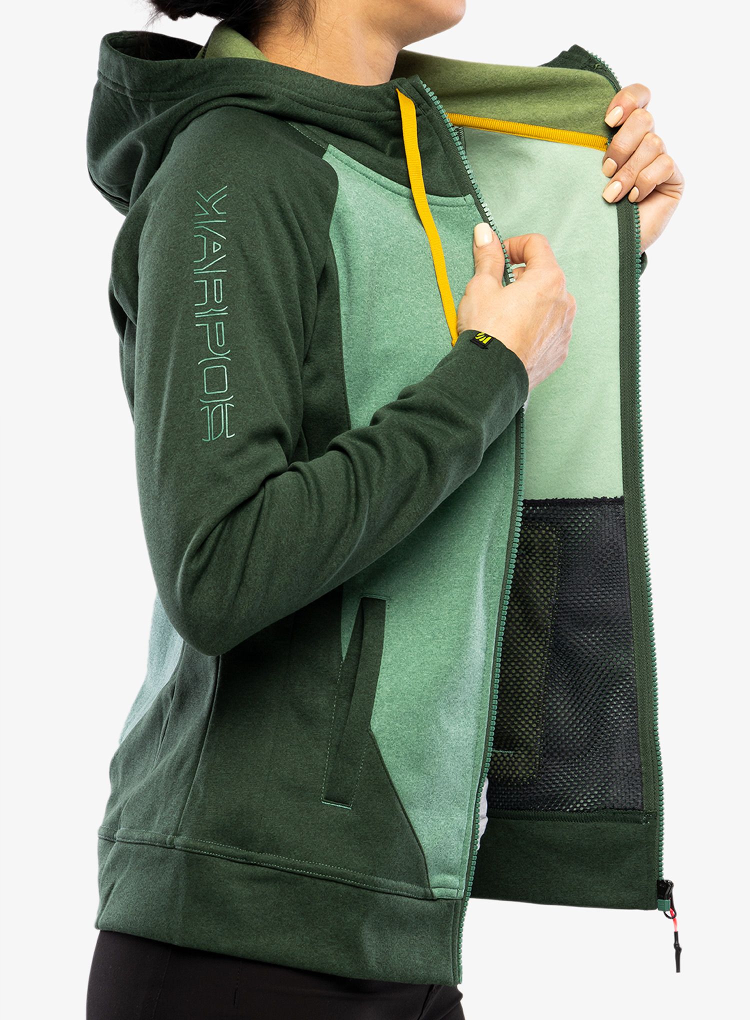 Ženski flis Karpos Pramper Zip Hoodie Fleece - frosty s/jungle green