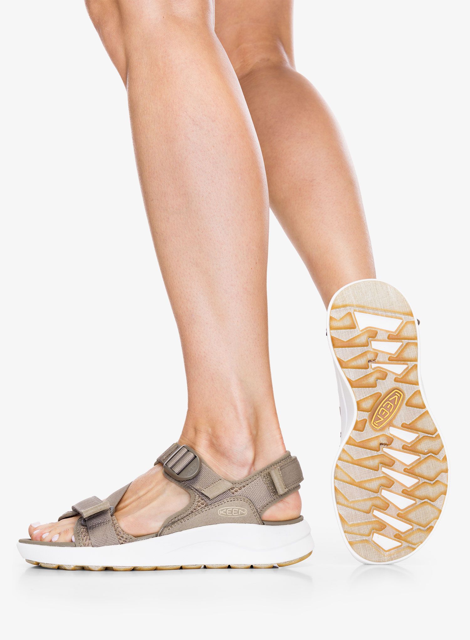 Ženski pohodniški sandali Keen Elle Sport Backstrap - brindle/star white