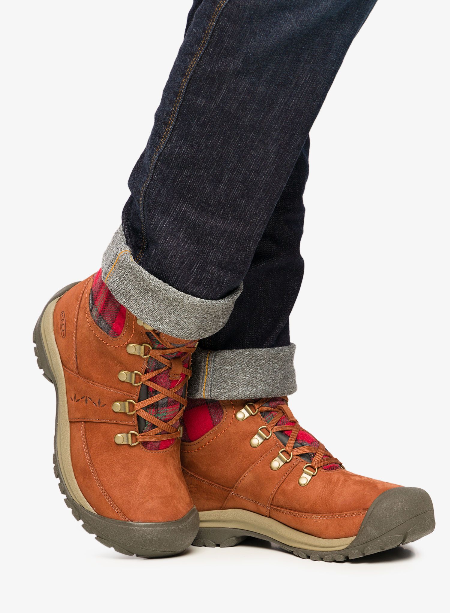 Ženski pohodniški čevlji Keen Kaci III Winter Mid WP - tortoise shell/red plaid