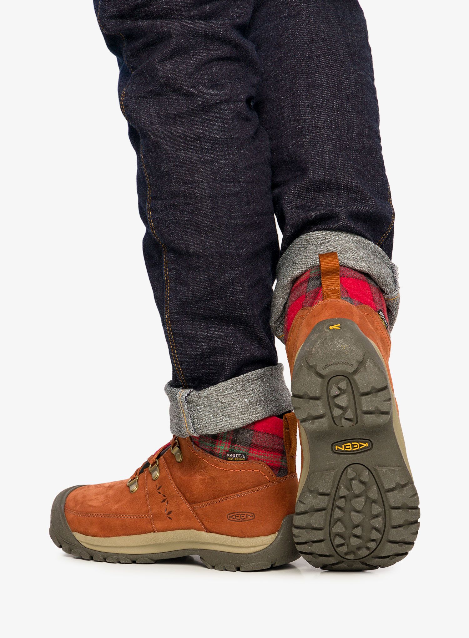 Ženski pohodniški čevlji Keen Kaci III Winter Mid WP - tortoise shell/red plaid