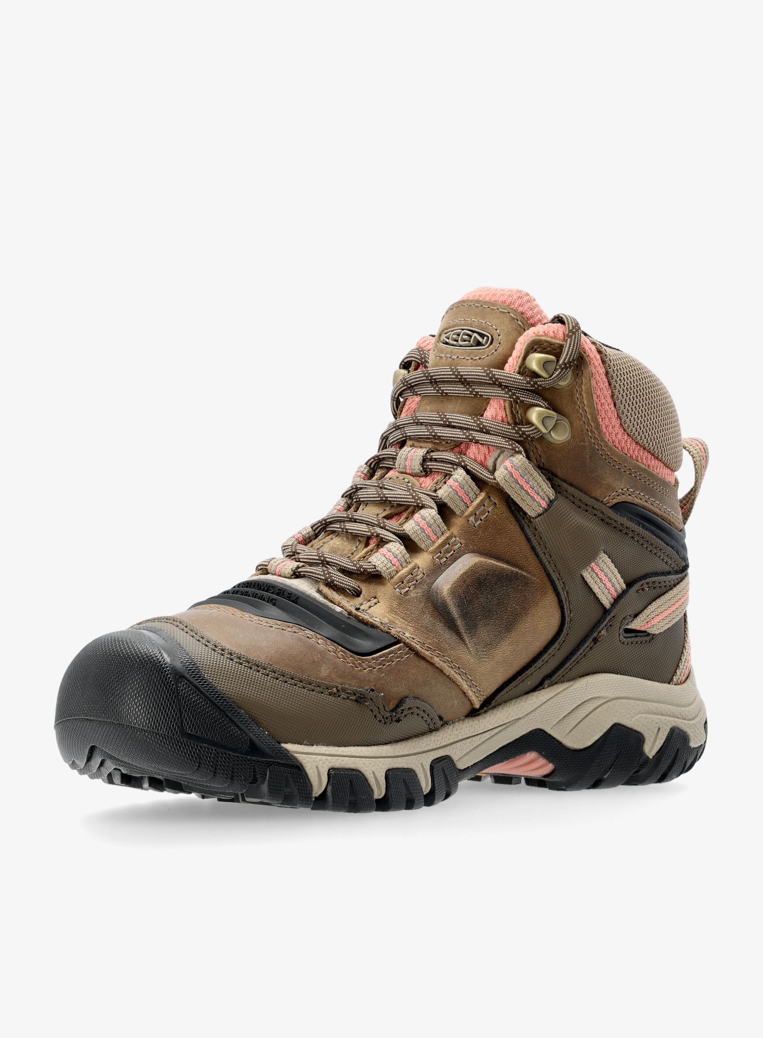Ženski pohodniški čevlji Keen Ridge Flex Mid WP - timberwolf/brick dust