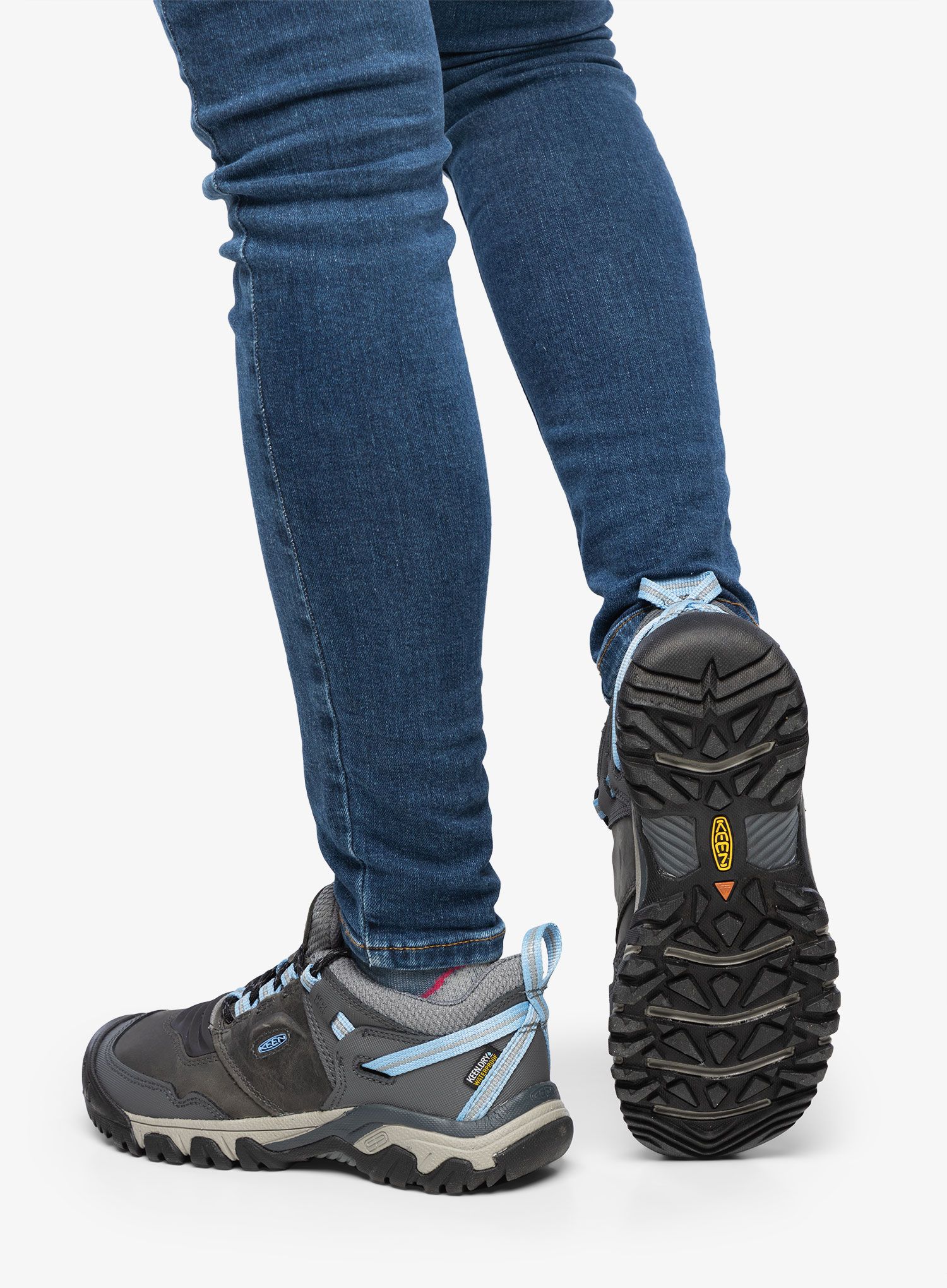 Ženski pohodniški čevlji Keen Ridge Flex WP - steel grey/hydrangea