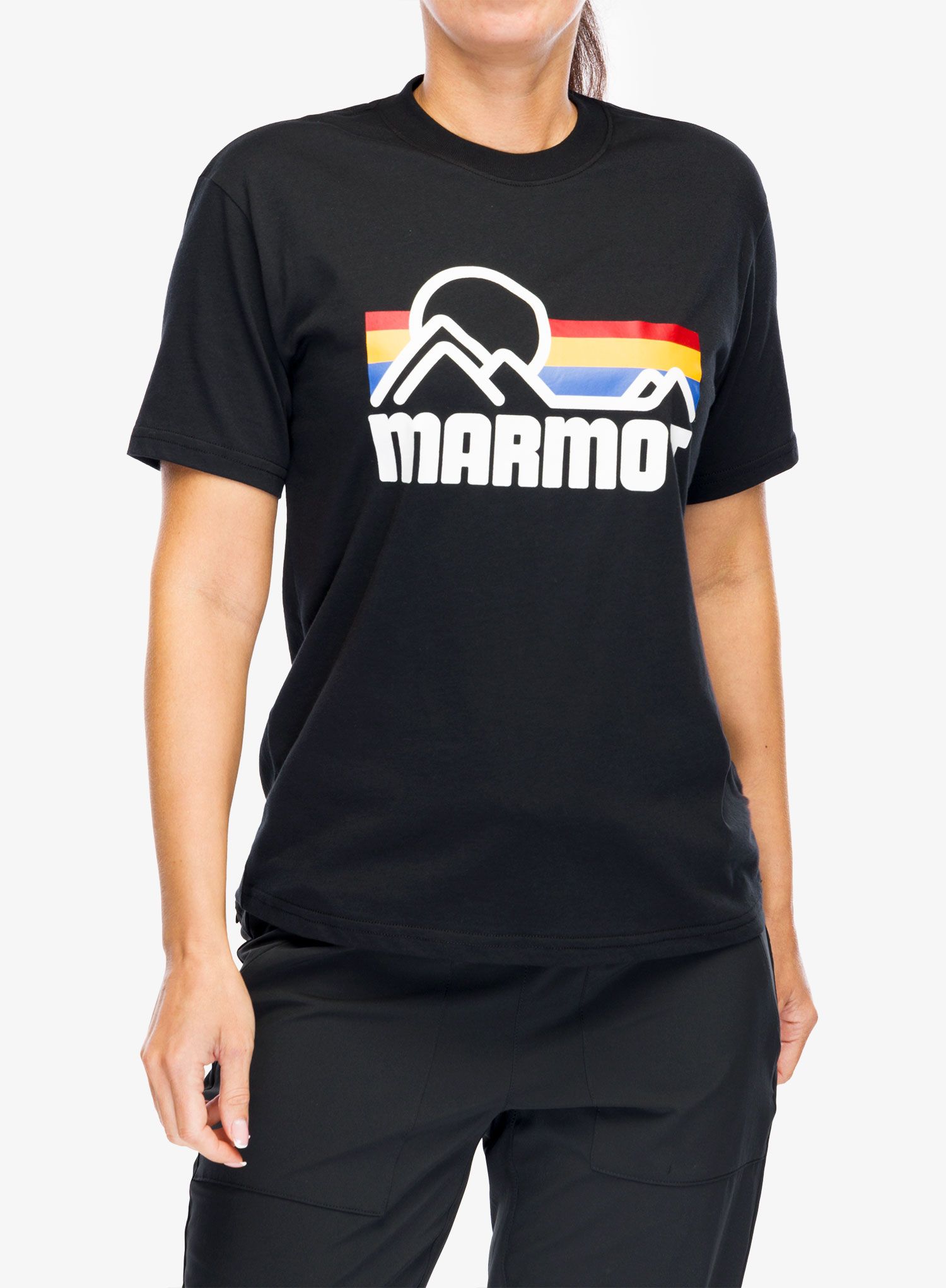 Ženska bombažna majica Marmot Coastal Tee SS - black/multi