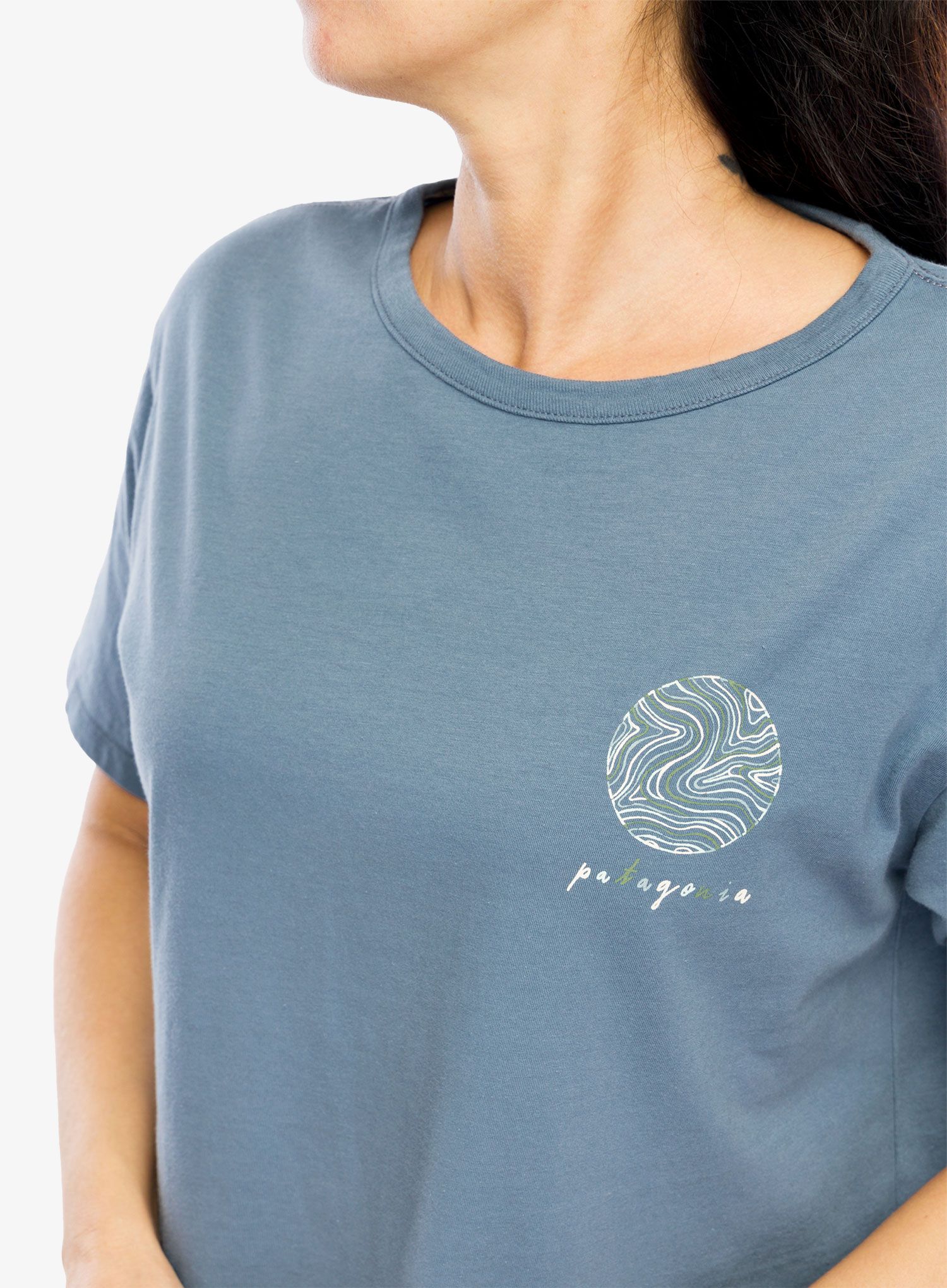 Ženska bombažna majica Patagonia CTA Easy Cut Organic T-Shirt - earth currents utility blue