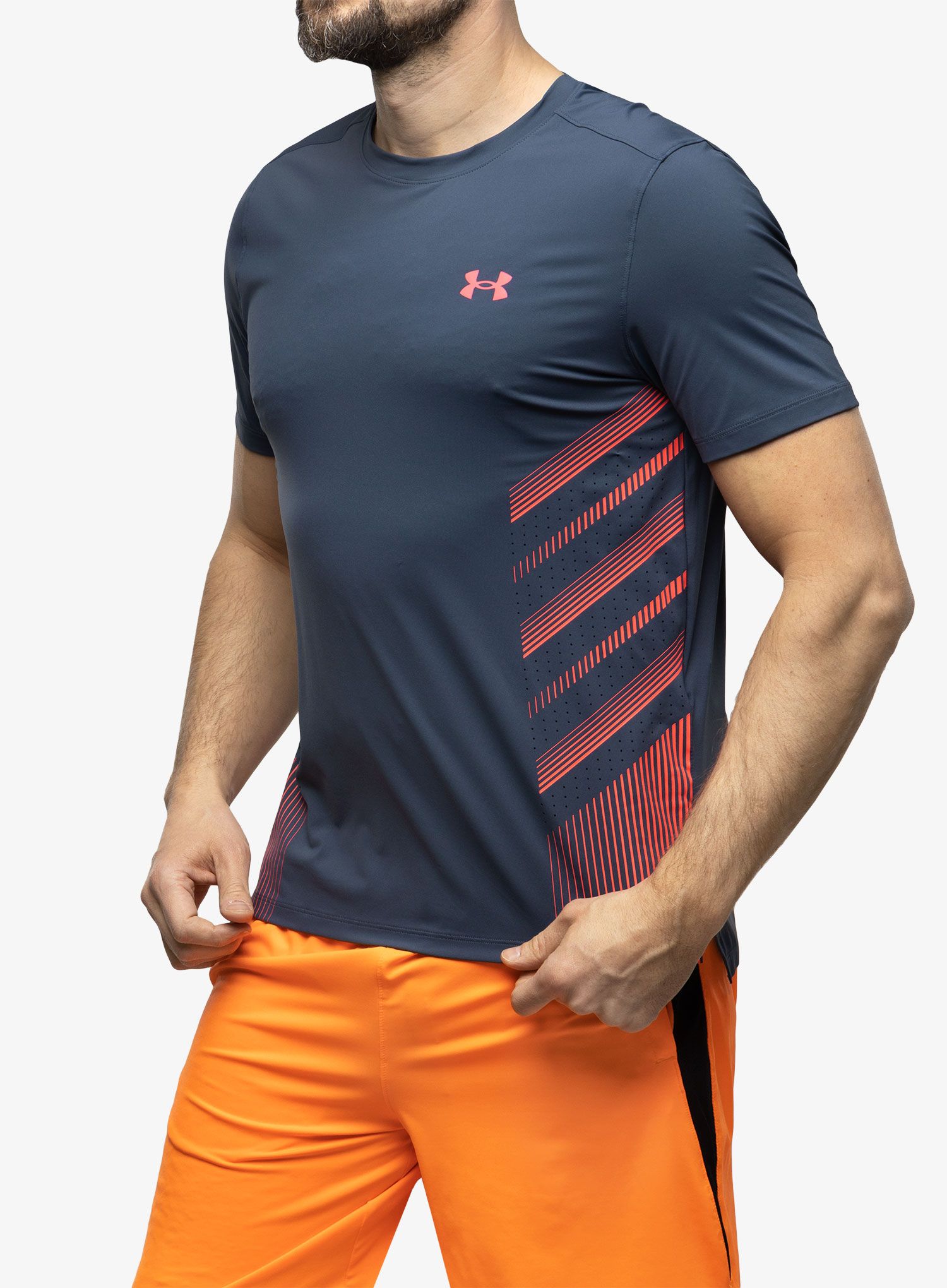 Majica za tek Under Armour Iso-Chill Laser Heat SS - downpour gray/pink/reflective
