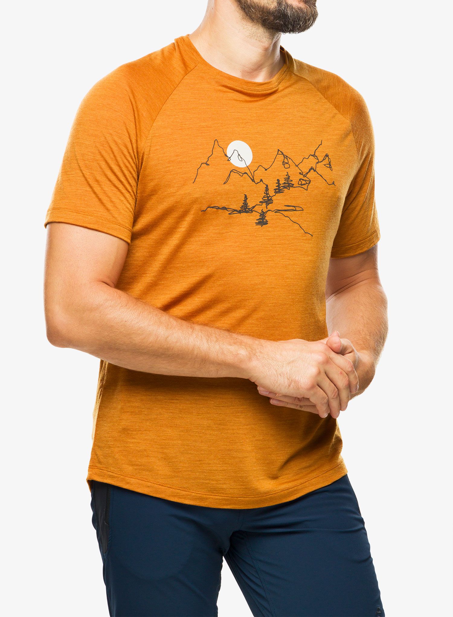 Moška majica Odlo Ascent PW 130 Landscape Crew Neck SS - honey ginger melange