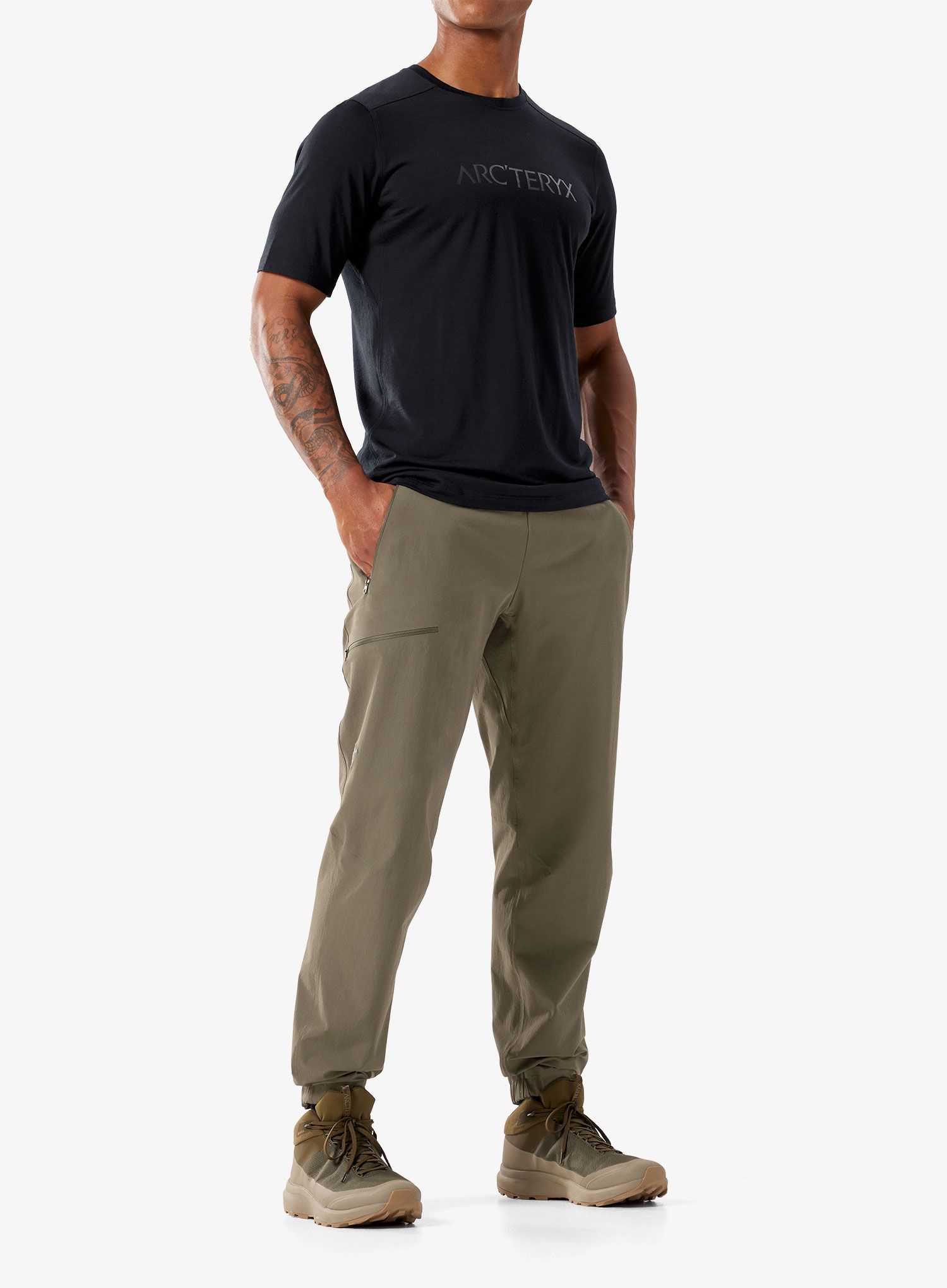 Merino majica Arcteryx Ionia Merino Wool ArcWord Logo SS - black