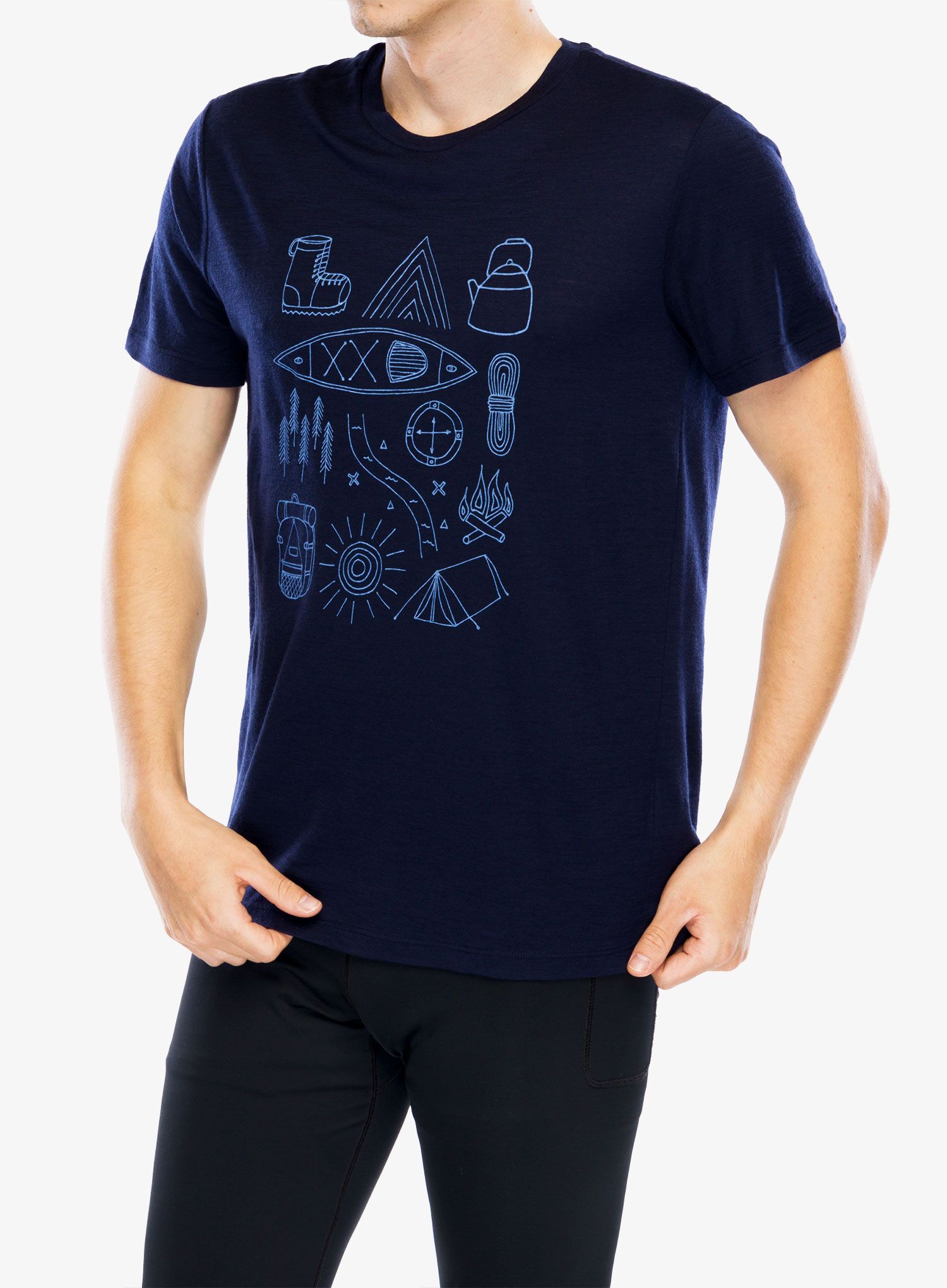 Merino majica Icebreaker Merino 150 Tech Lite SS T Camp Essentials - midnight navy