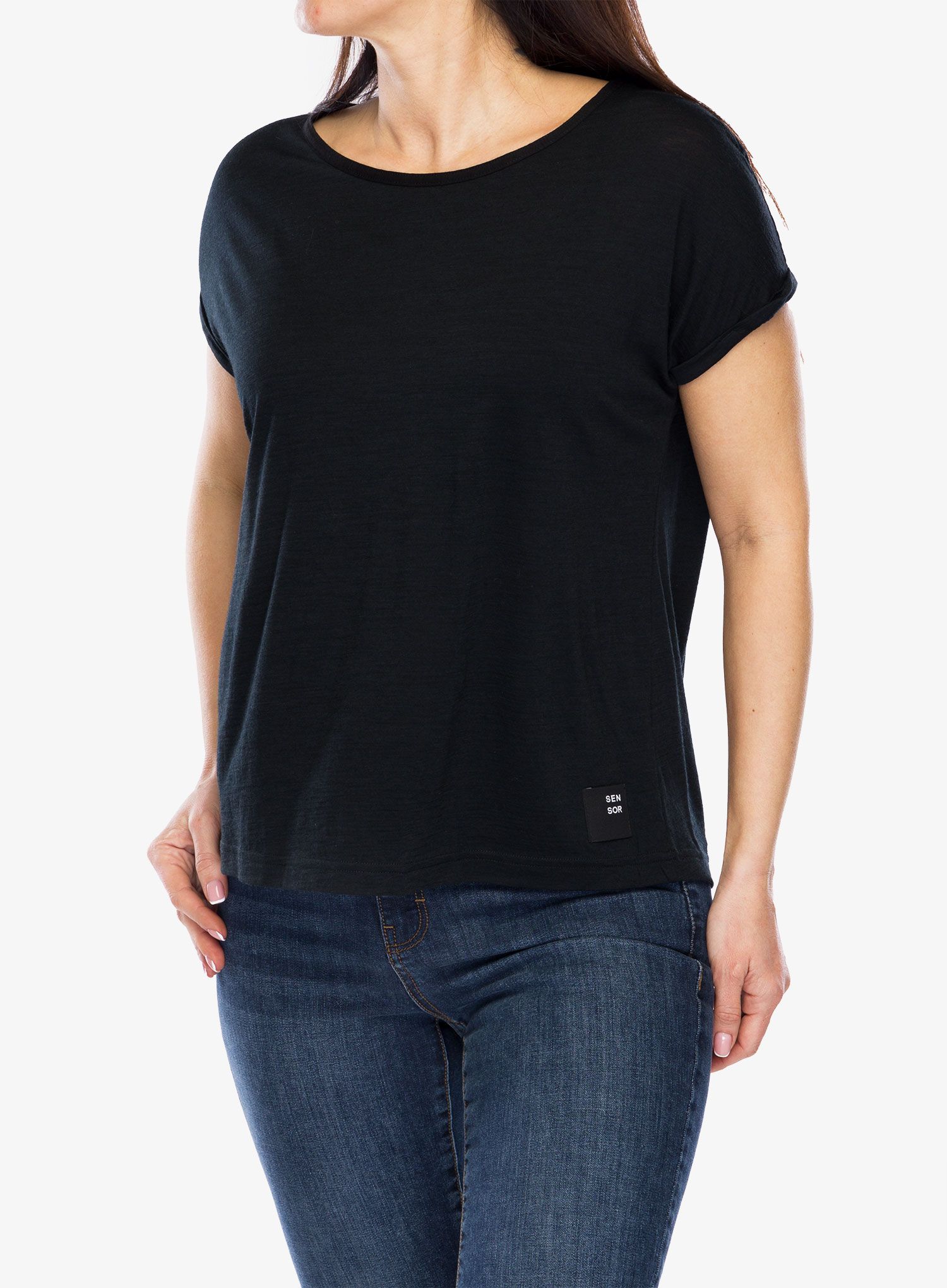 Ženska merino majica Sensor Merino Air Traveller Tee SS - black