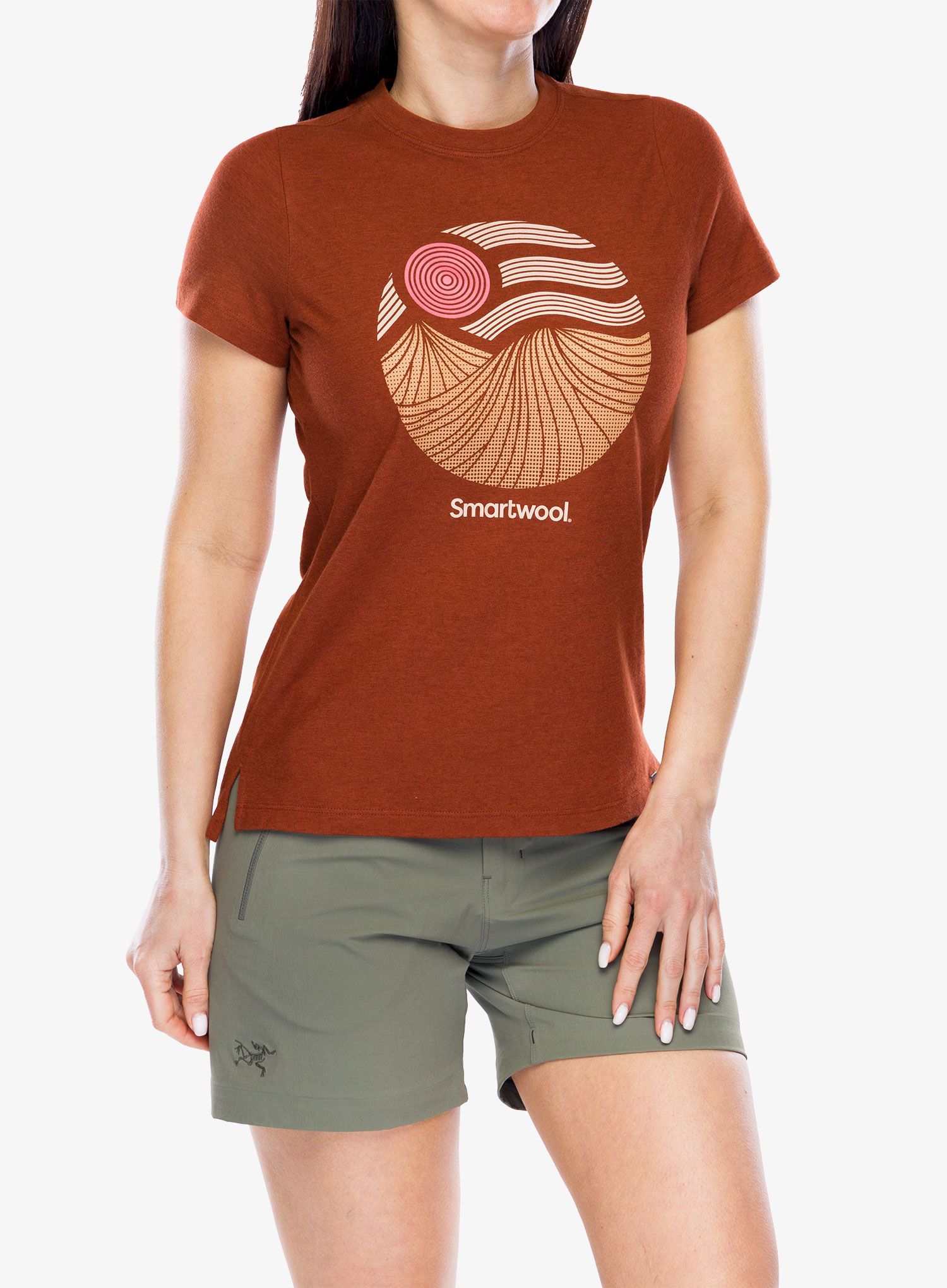 Ženska merino majica Smartwool  Horizon View Graphic Short Sleeve - pecan brown